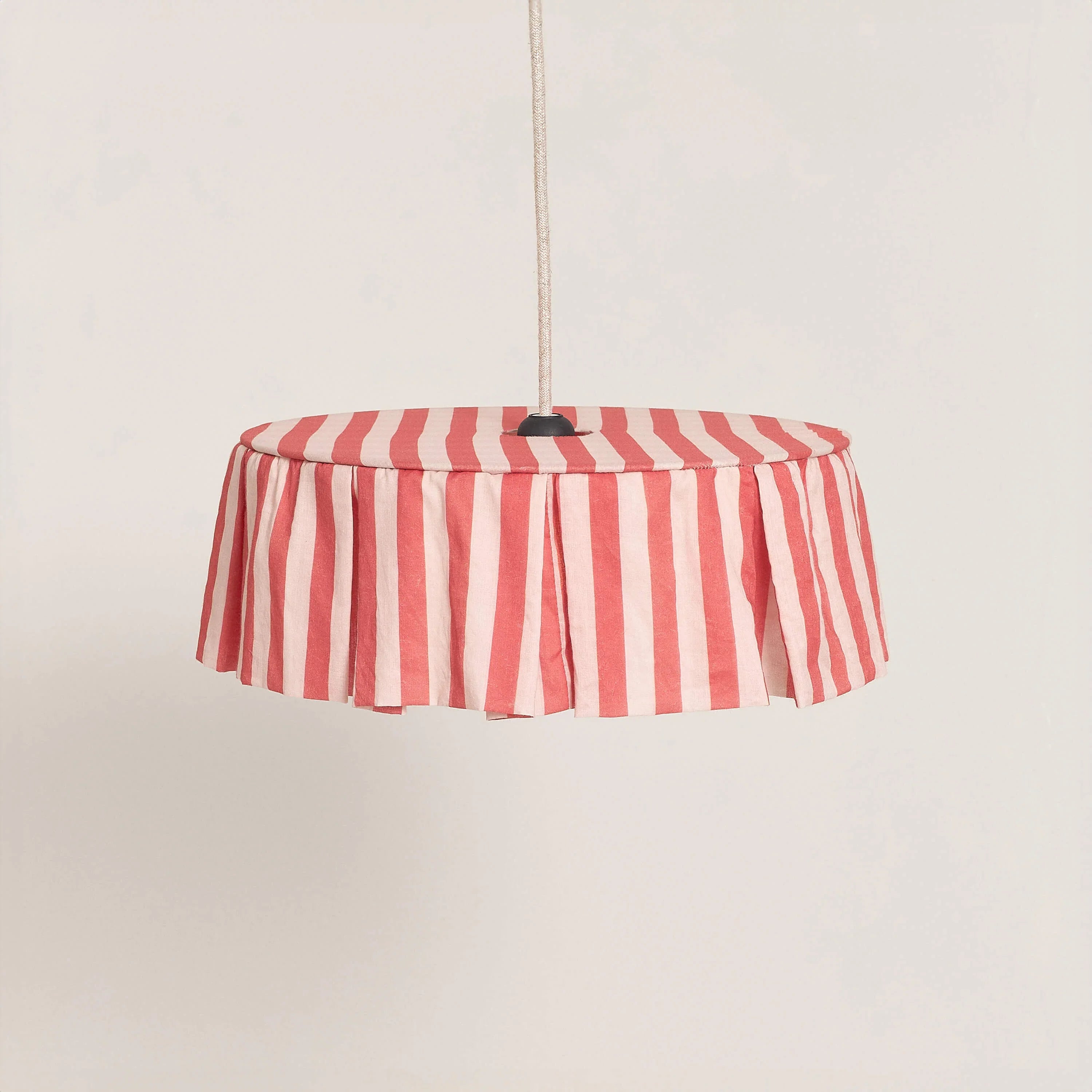 Nobodinoz red striped cotton lampshade, 40cm diameter, hanging pendant light