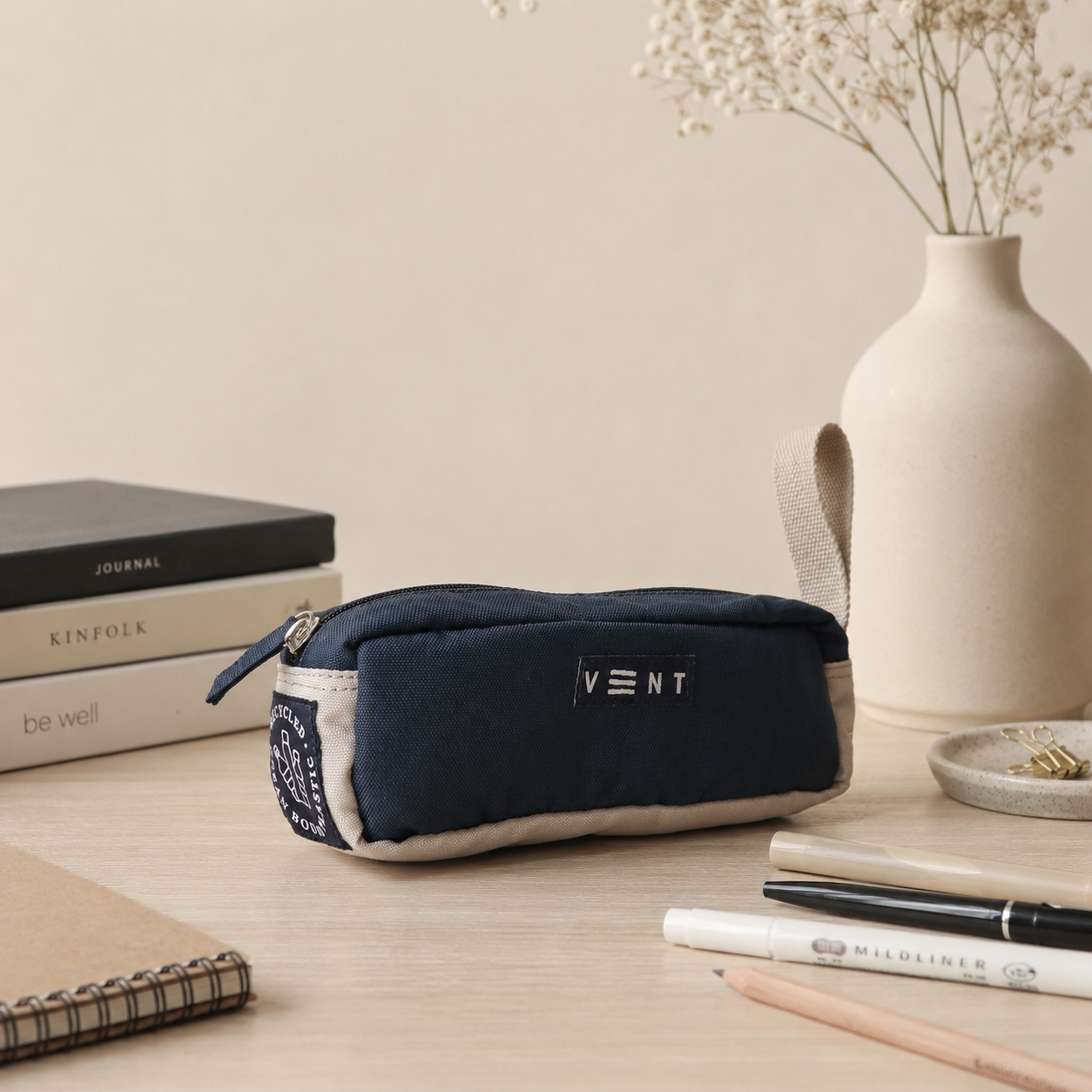 Pencil Case - Recycled Ocean Plastic - Navy Blue