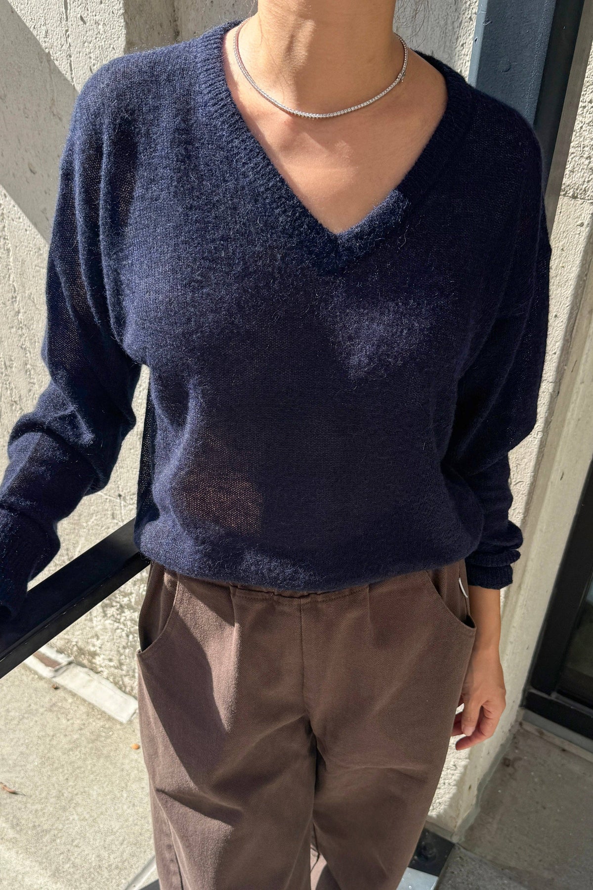 Matthew V-Neck Mohair Sweater (3XS/S-2M/L): Icy Grey (3XS/S-2M/L)