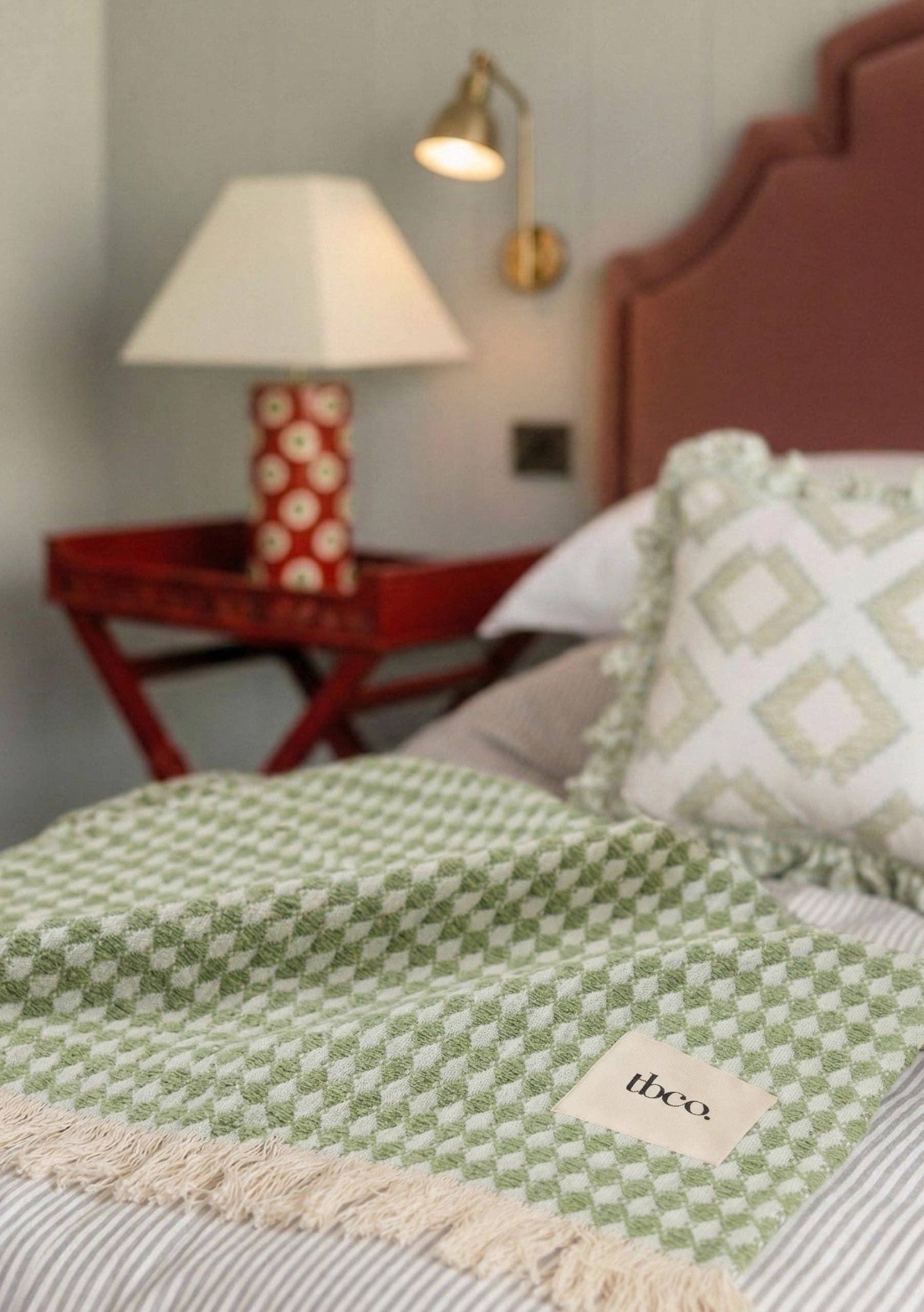 Cotton Throw in Green Argyle - TBCo