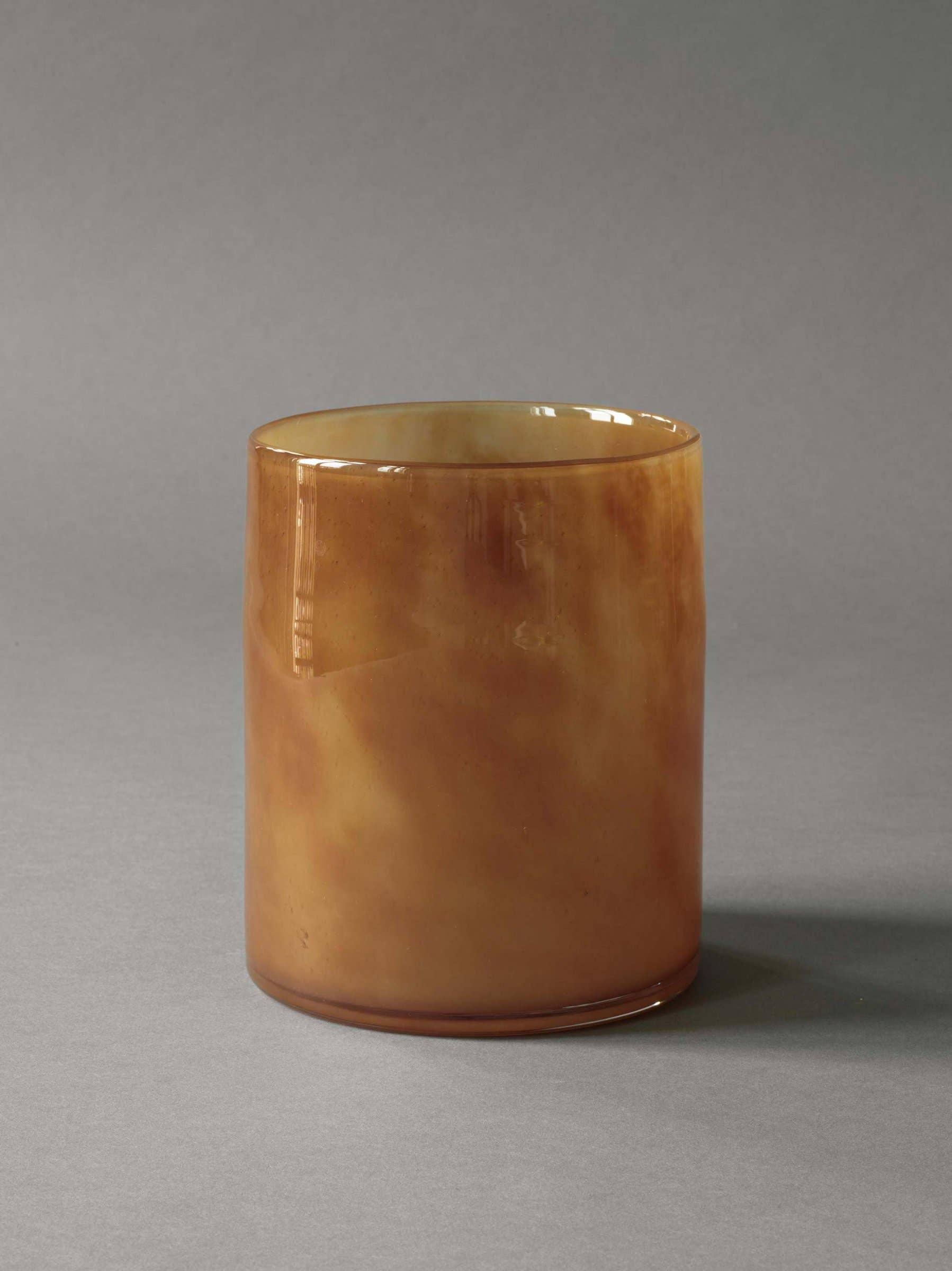 Marloe Marloe amber glass vase, premium cylindrical design, glossy brown finish