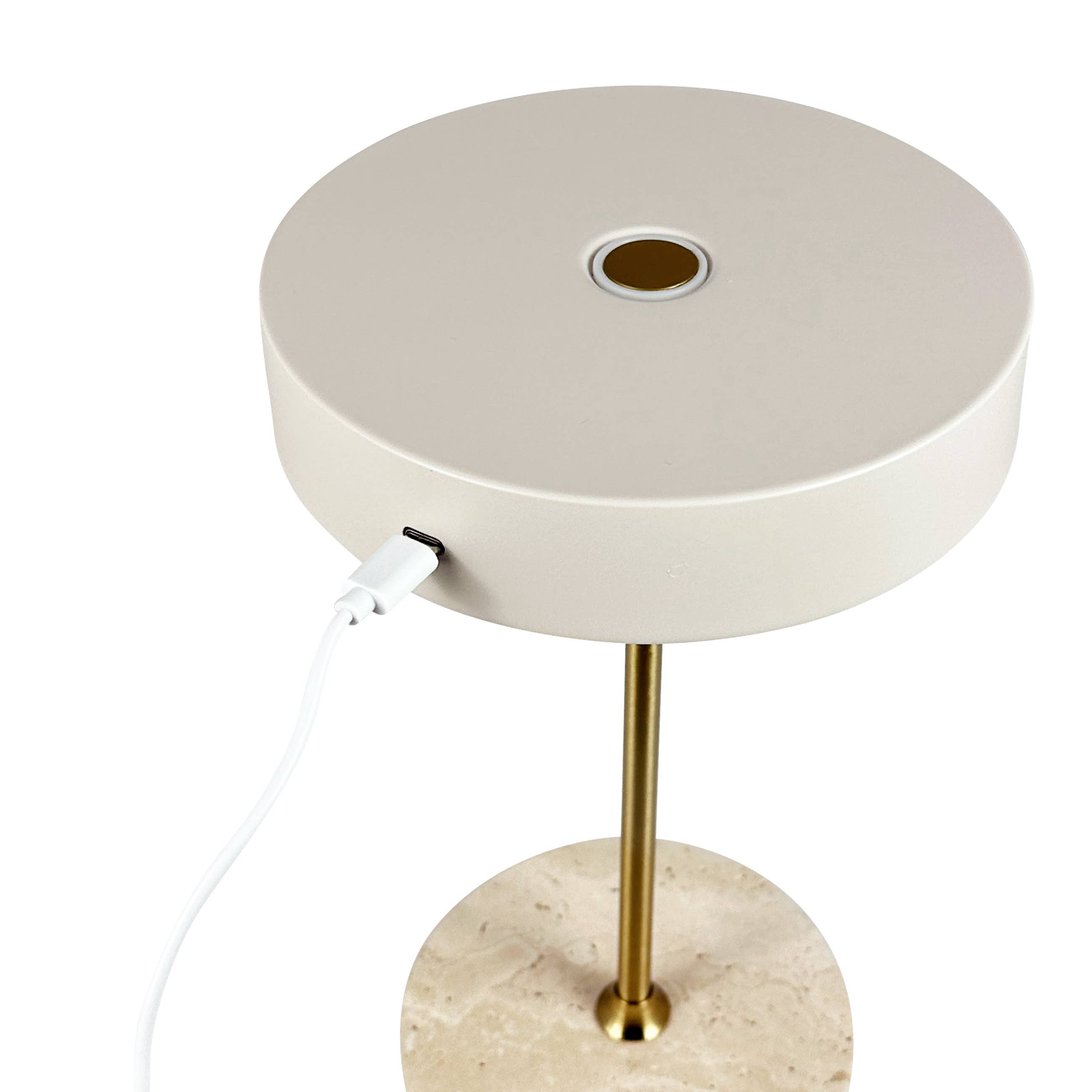 MOONLIGHT LED rechargeable tablelamp beige, brass,travertine