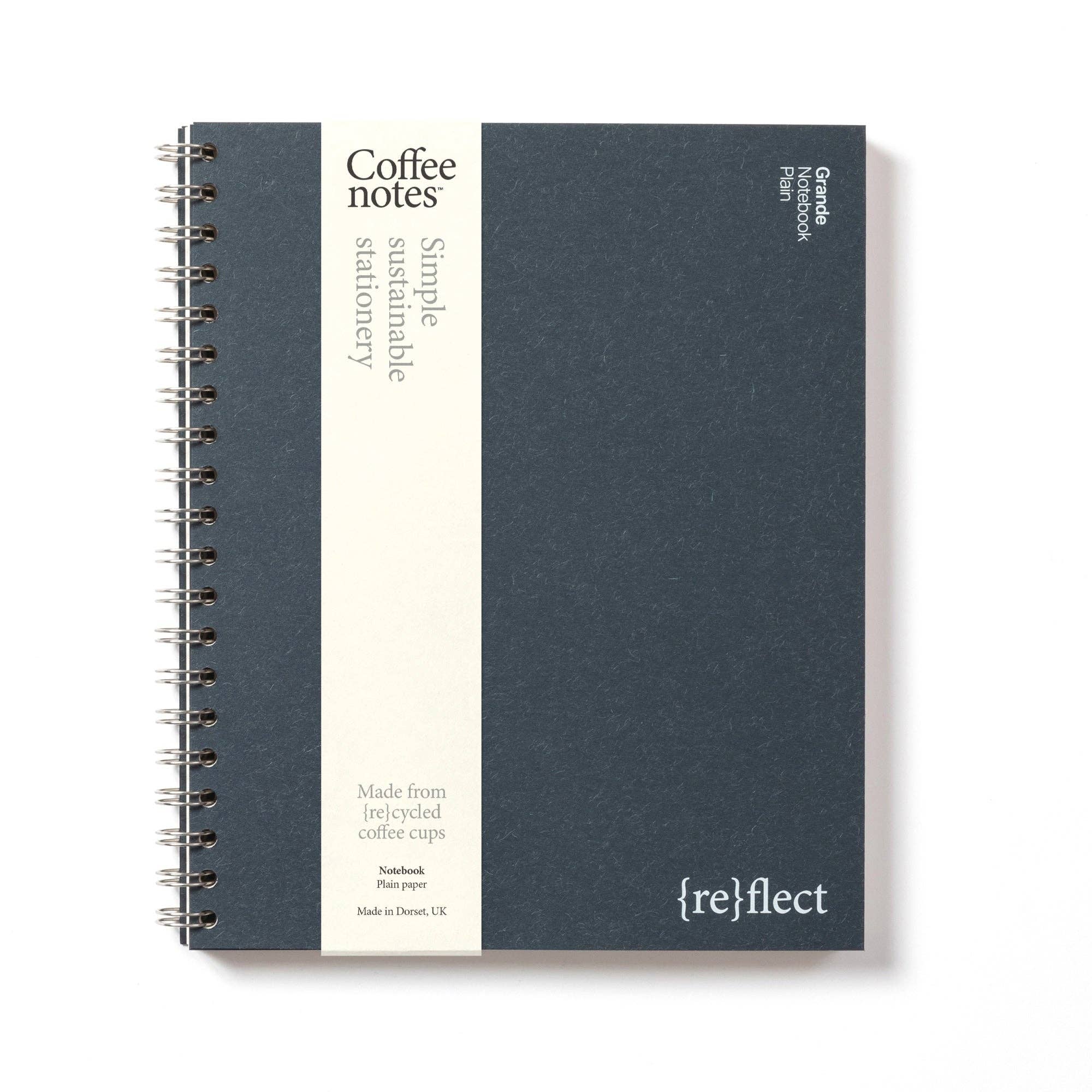 Navy Wool Wirebound Notebook (Plain): Grande - Coffeenotes
