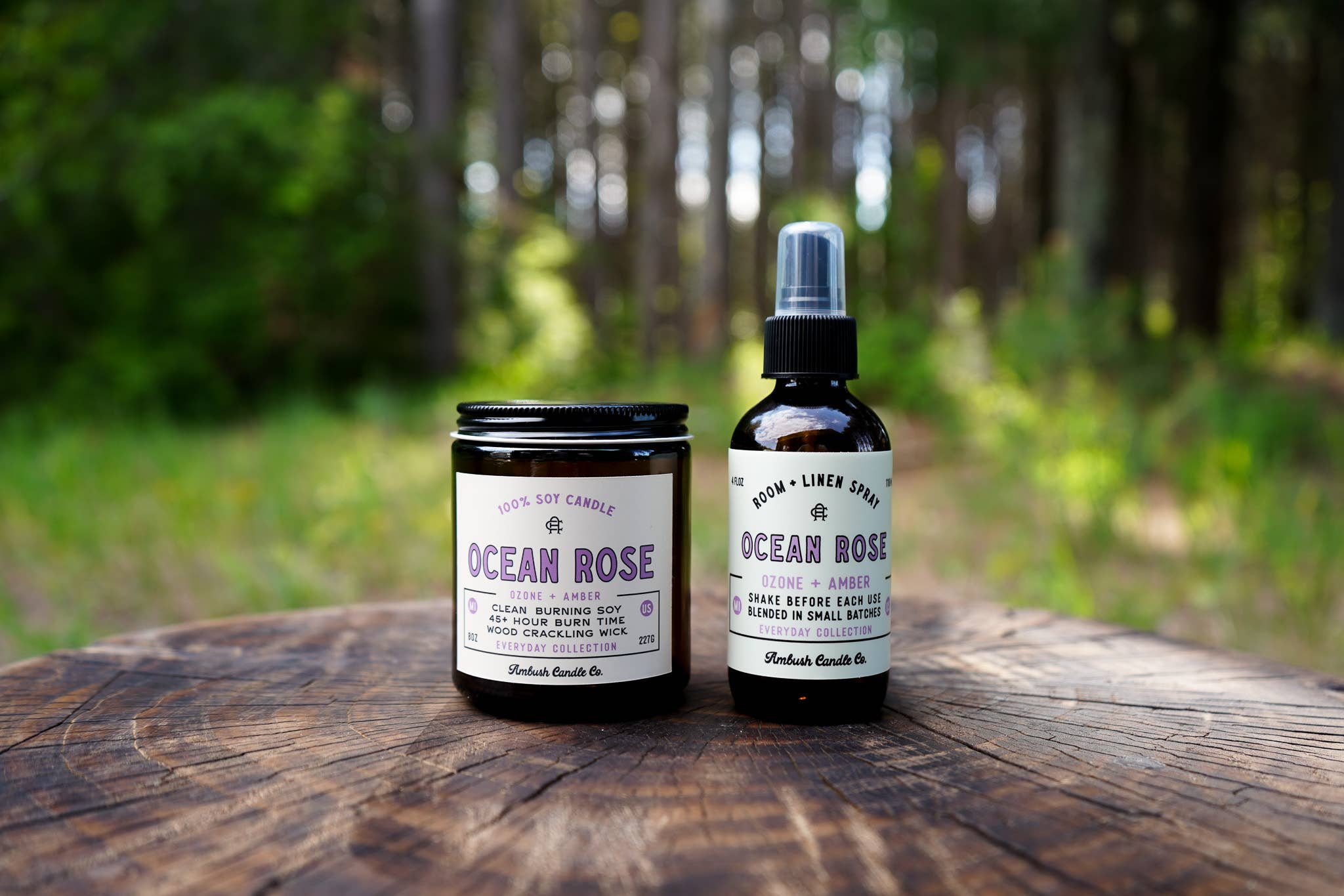 Ocean Rose | Ozone + Amber 8oz Soy Candle