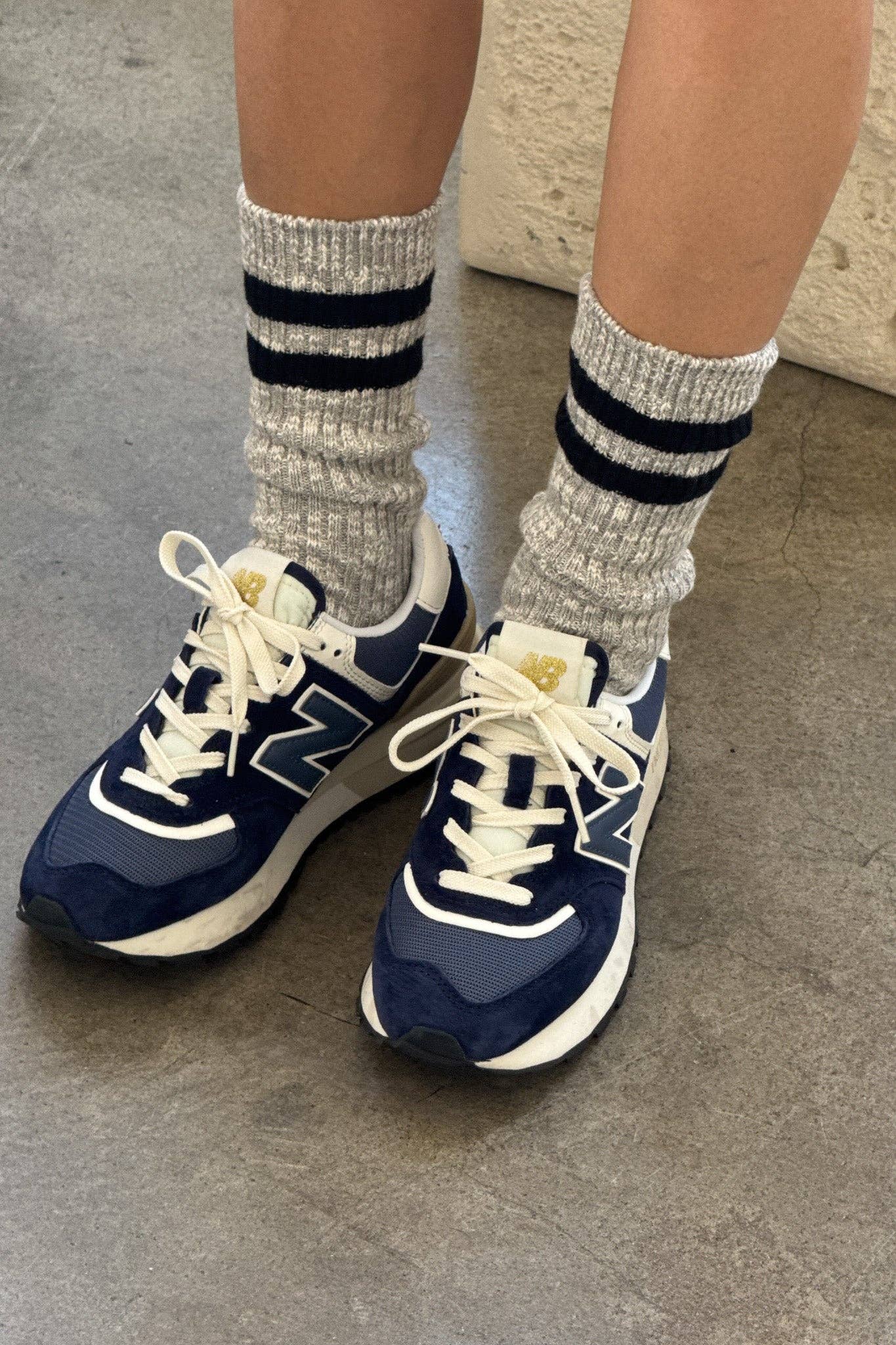 Cottage Varsity Socks : Ht.grey Varsity - Le Bon Shoppe