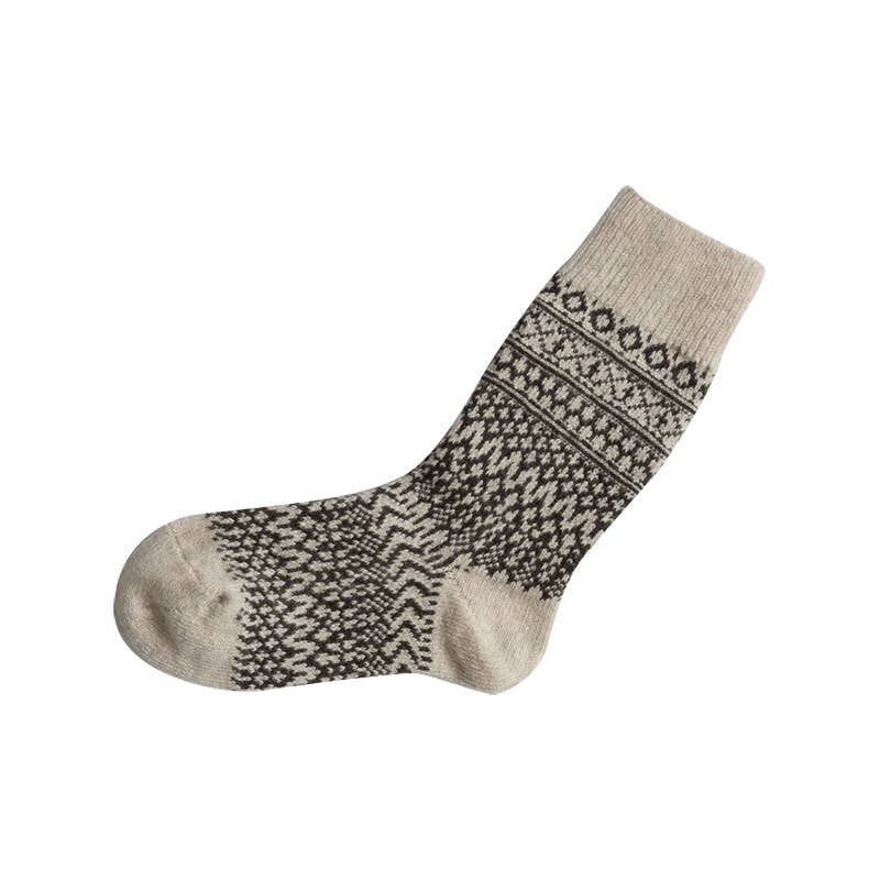NK0101 Wool Jacquard Socks: Wine / M (USM7-9/USW8-10/EUR40-43)