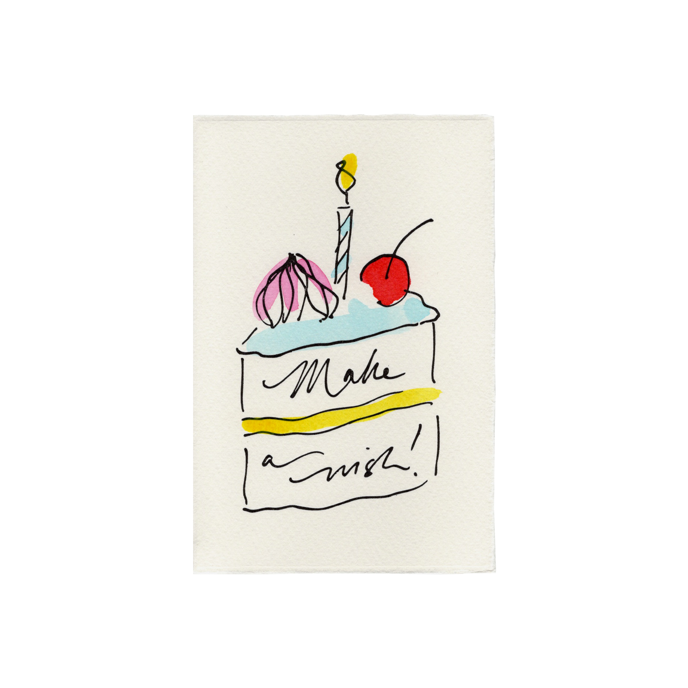 Make A Wish (Birthday Cake) Greetings Card: Blue