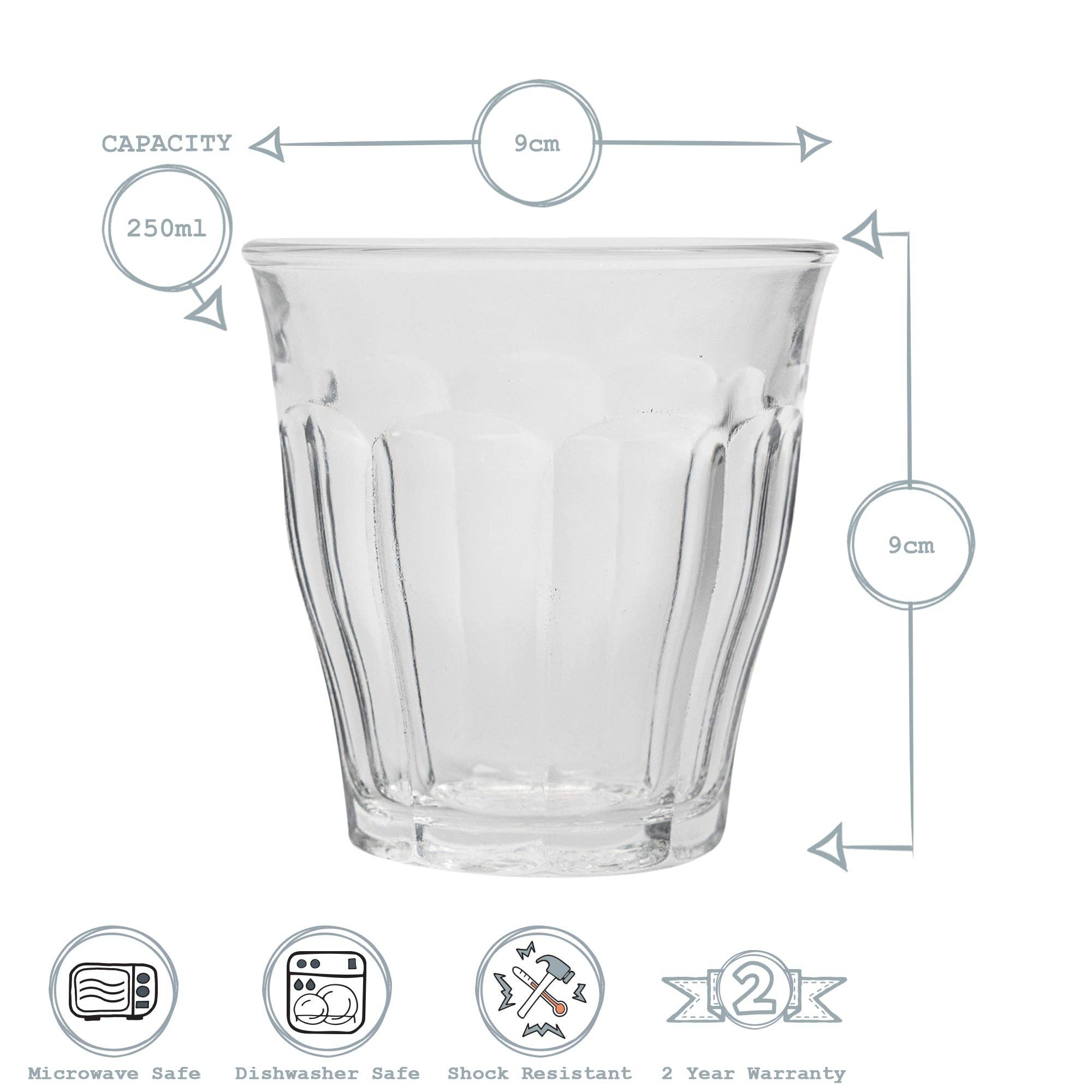 Duralex Picardie Glass Drinking Tumbler - Amber - 250ml