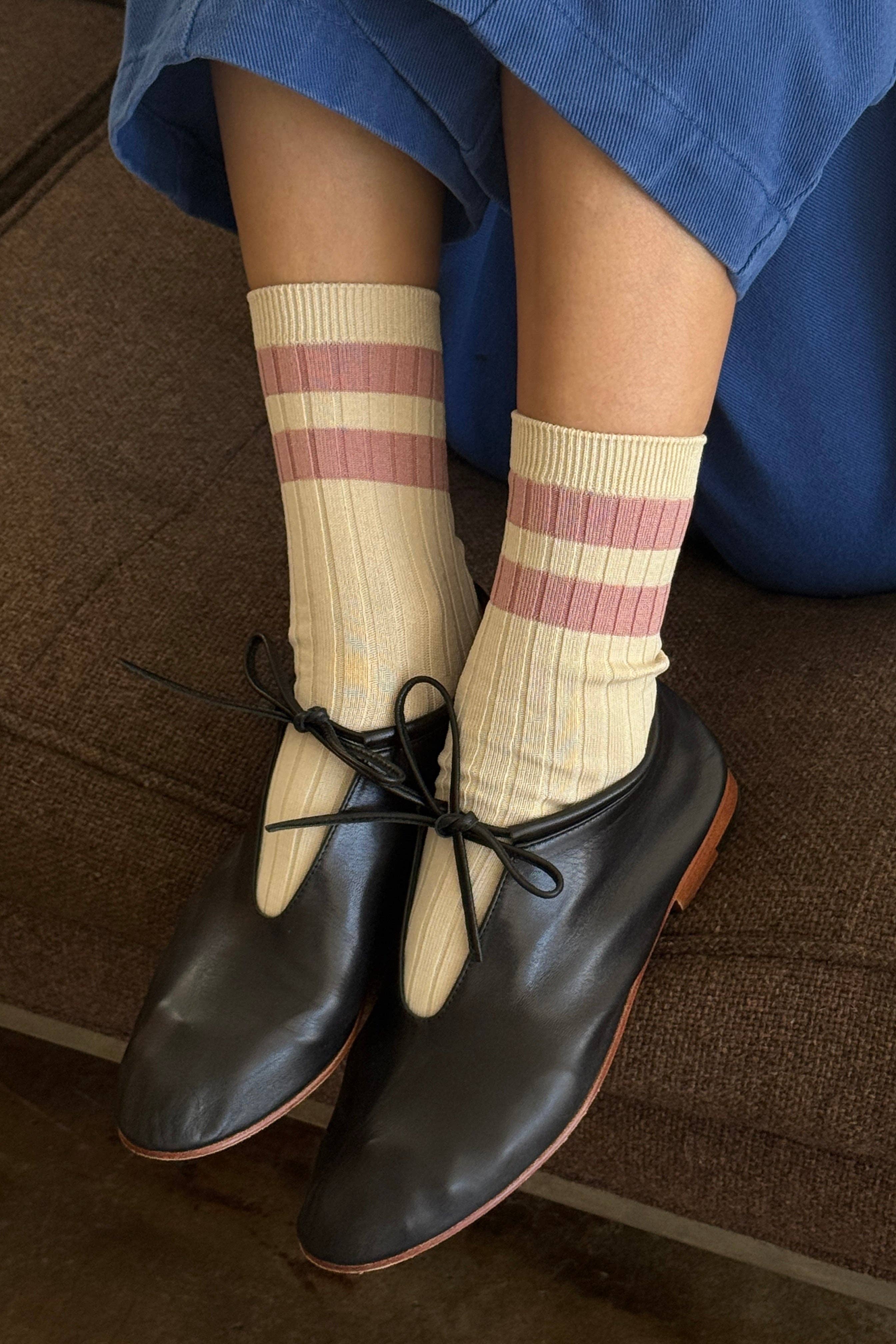 Her Varsity Socks Rose - Le Bon Shoppe
