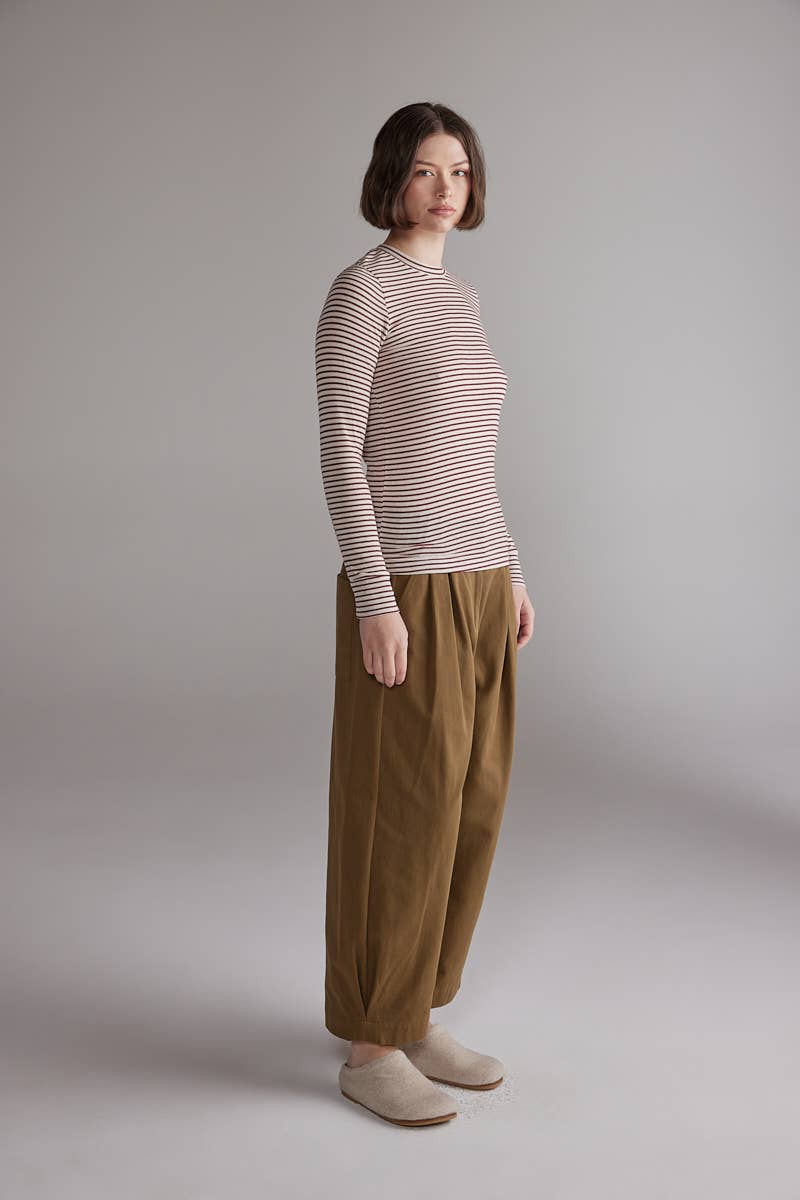Amente Stripe Knit Top — Cream & Wine