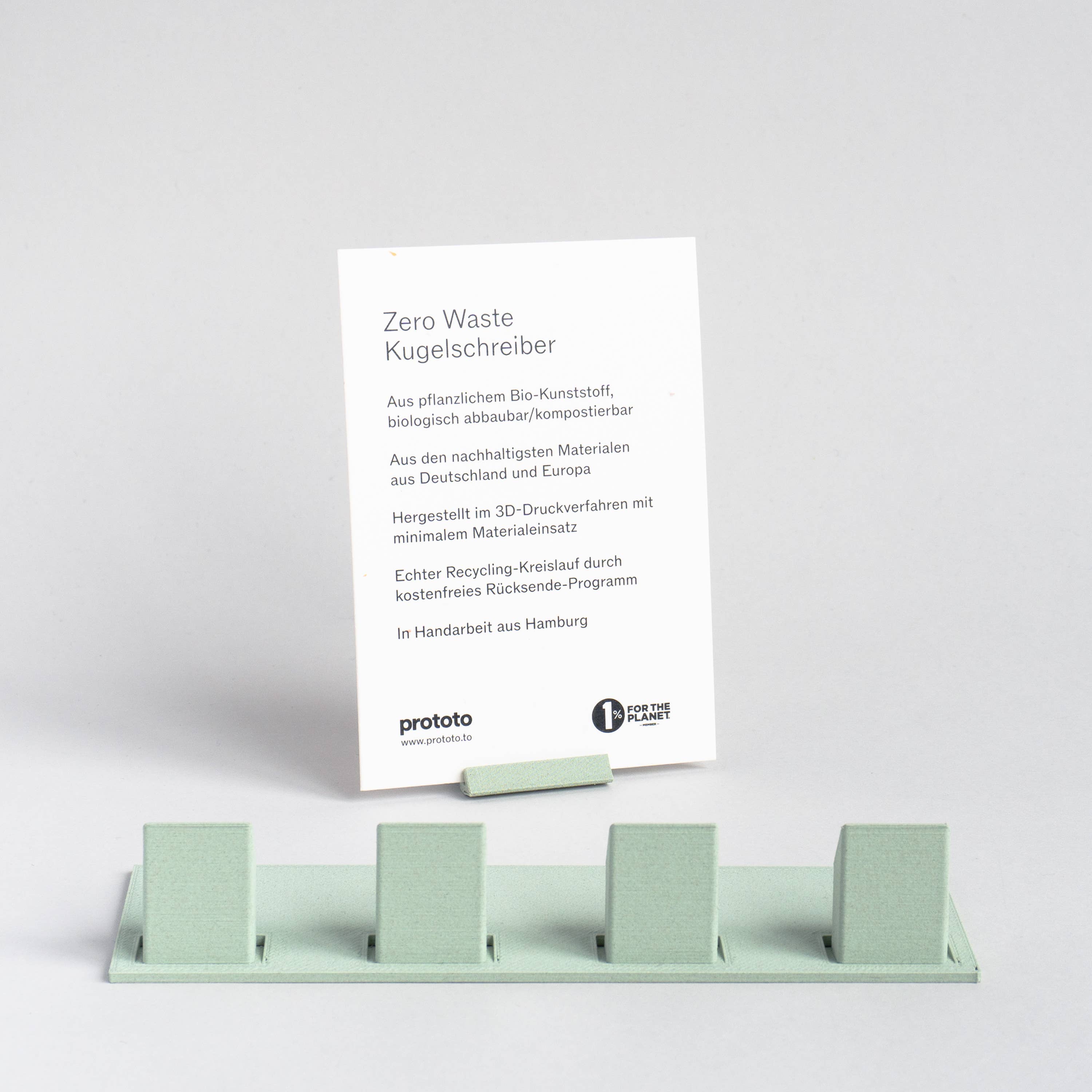 Display + Information for Zero Waste Ballpoint Pen: Sage / English