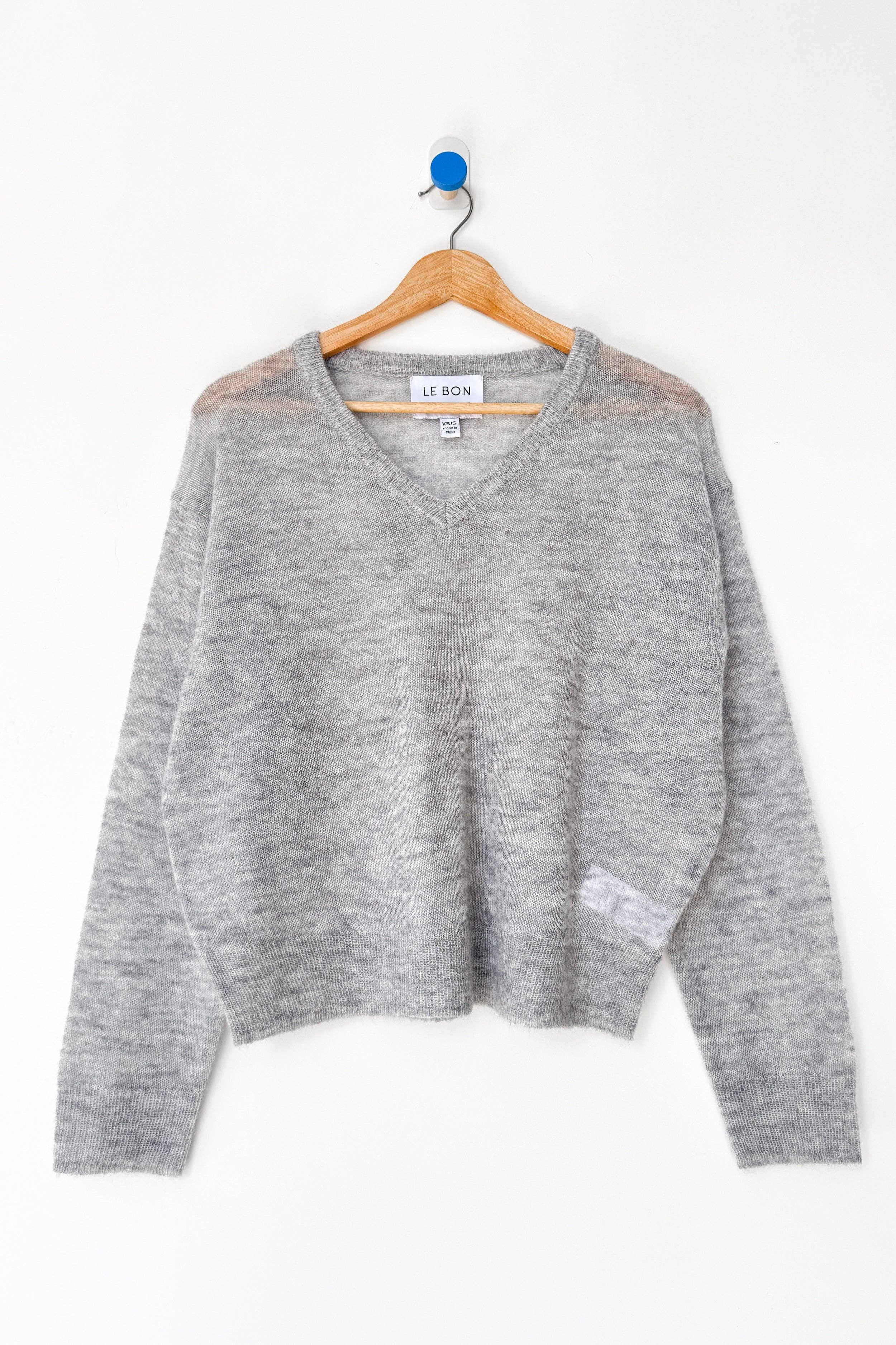 Matthew V-Neck Mohair Sweater (3XS/S-2M/L): Icy Grey (3XS/S-2M/L)