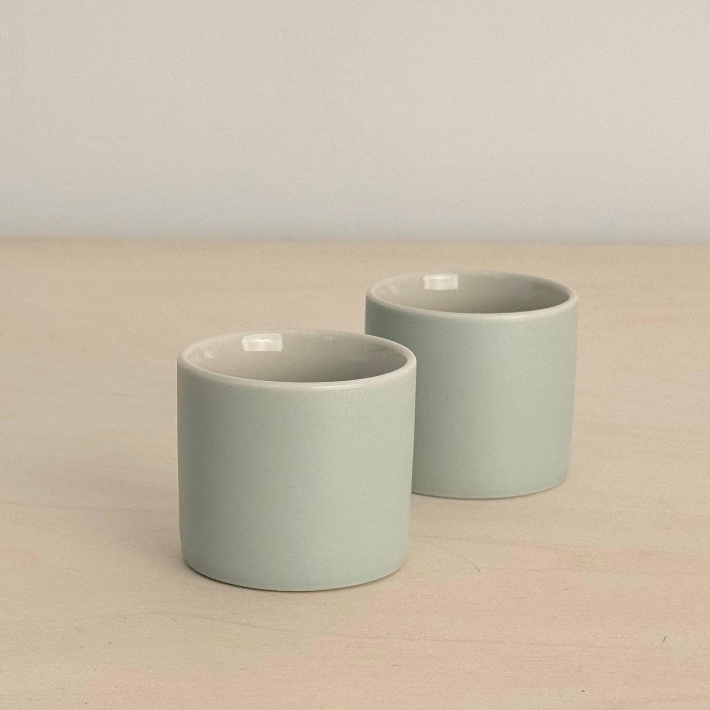 Studio Arhoj ceramic cups, matte light grey finish, minimalistic premium design