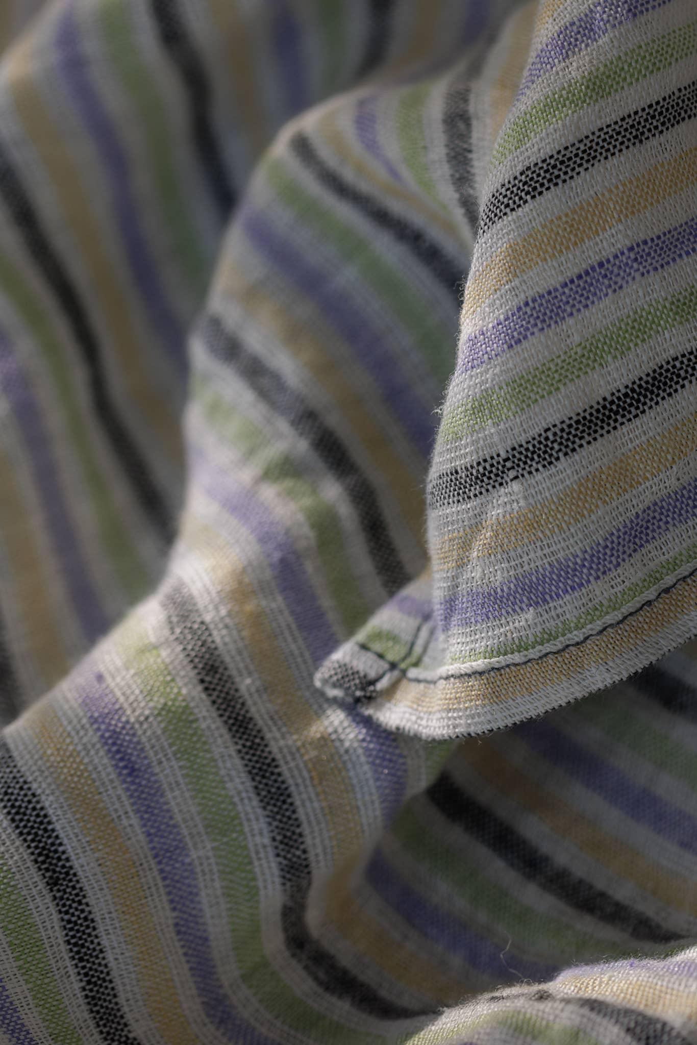 Linen Tea Towel / Lilac stripes La primavera by Dodesign