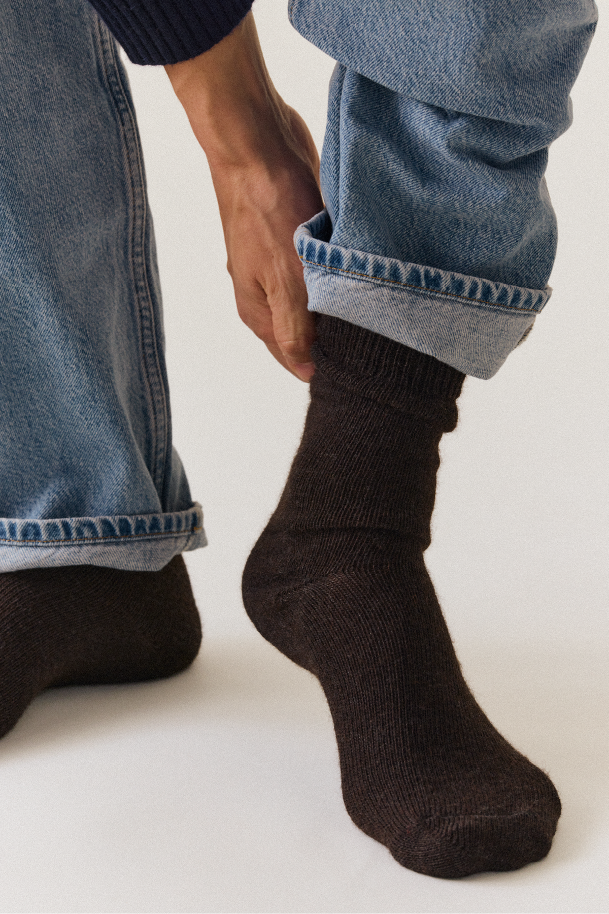 Bitter Chocolate Brown Alpaca Socks: Large (UK 11-13)