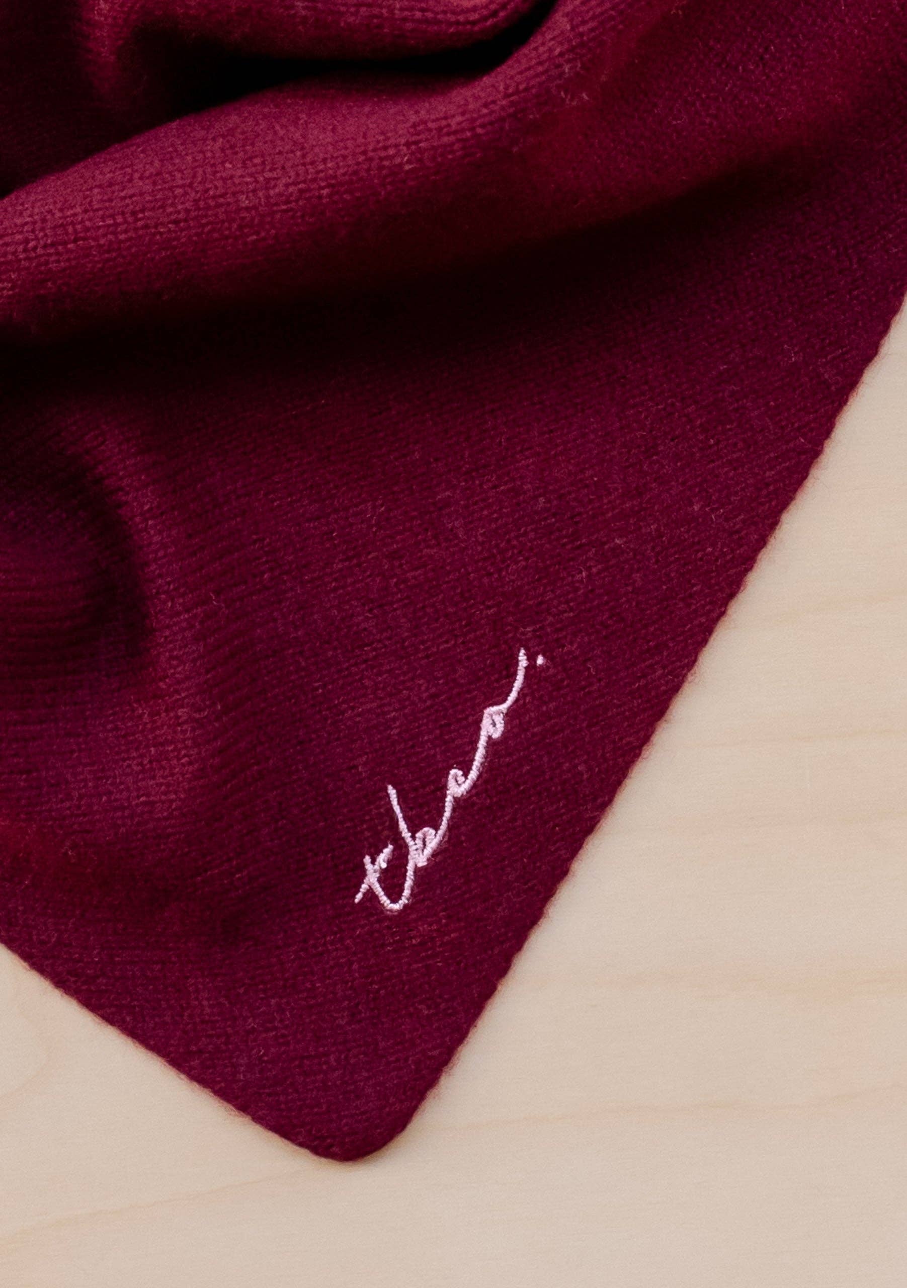 Merino Wool Triangle Scarf in Burgundy - TBCo