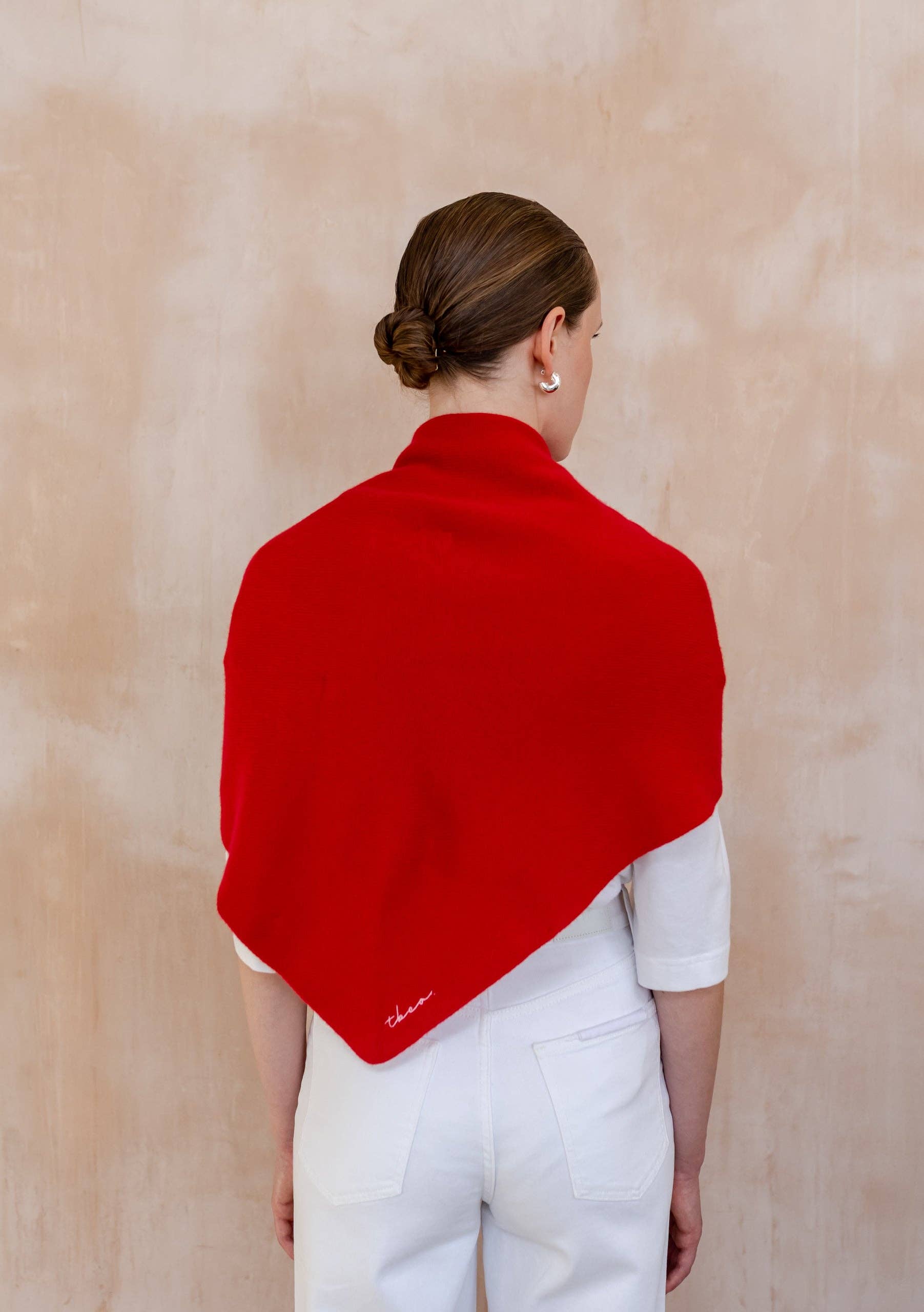 Large Merino Triangle Scarf in Red - TBCo