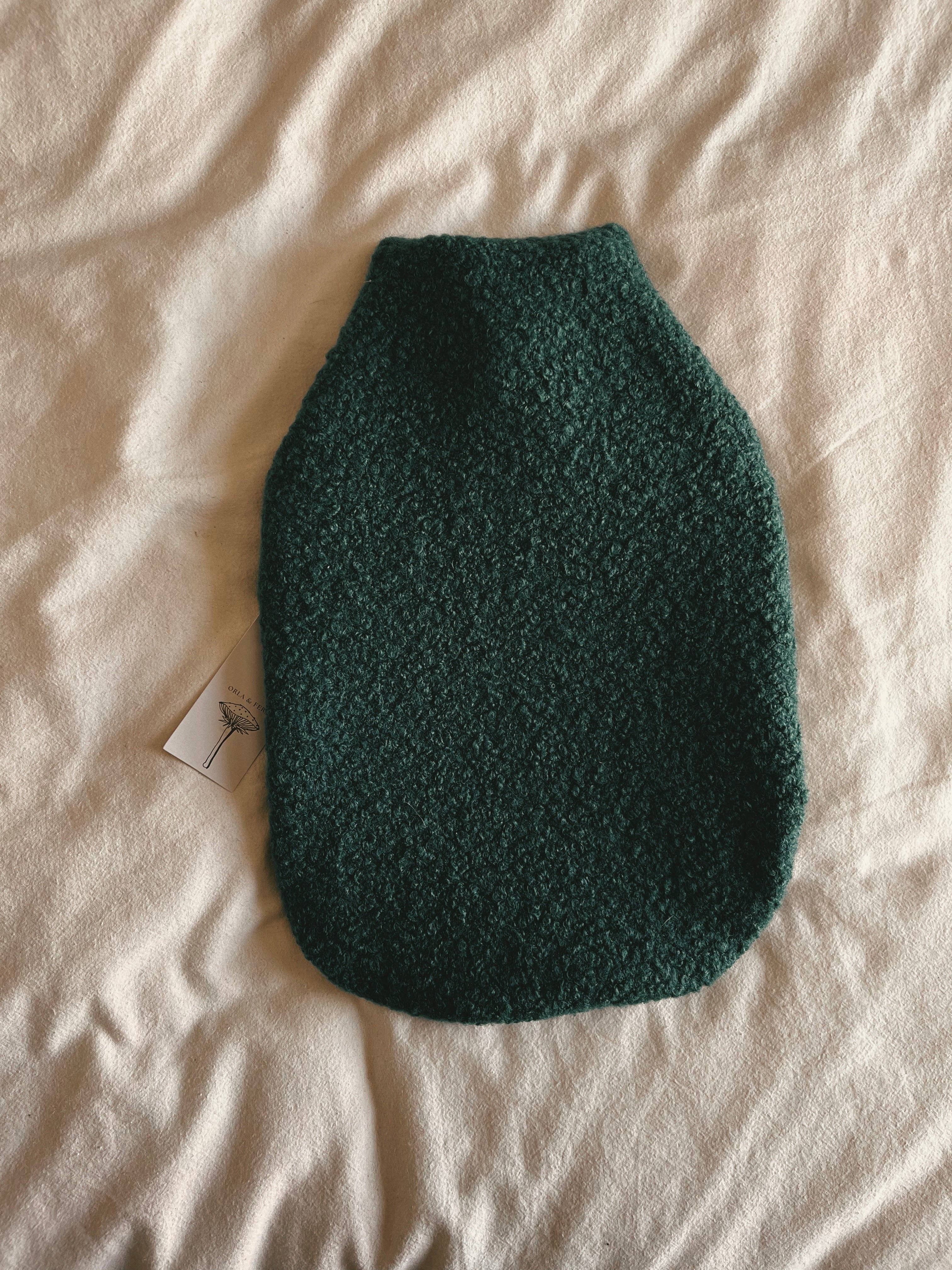 Hot water bottle - Boucle wool - Green