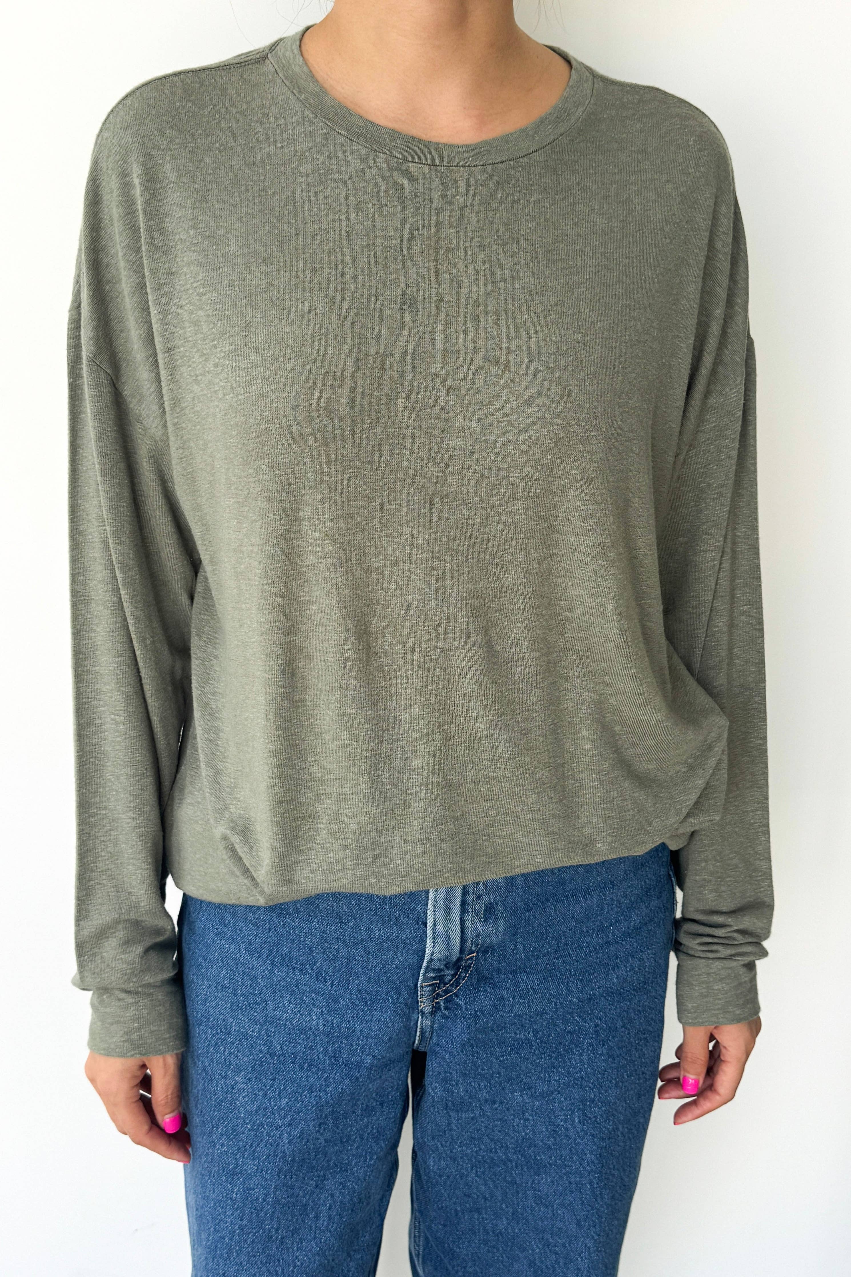 Haze Linen Blend Tee: Moonbeam - Le Bon Shoppe