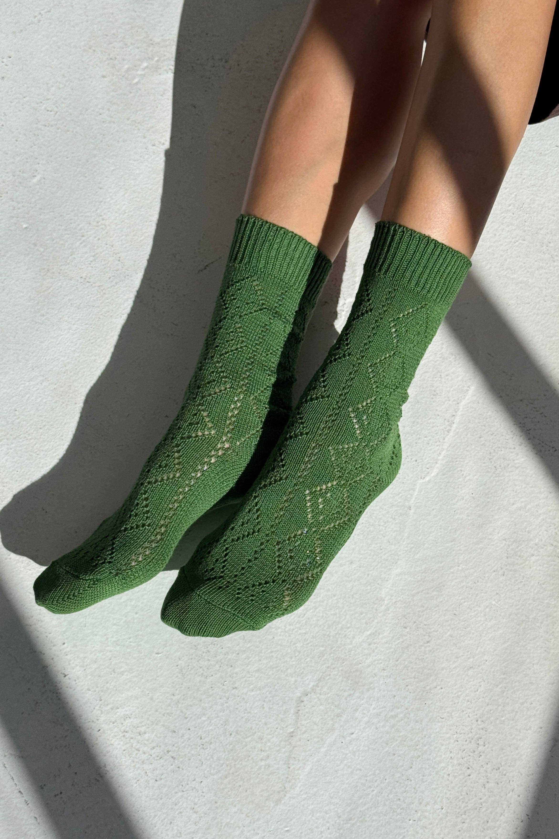 Modal Eyelet Socks (wholesale): Brown