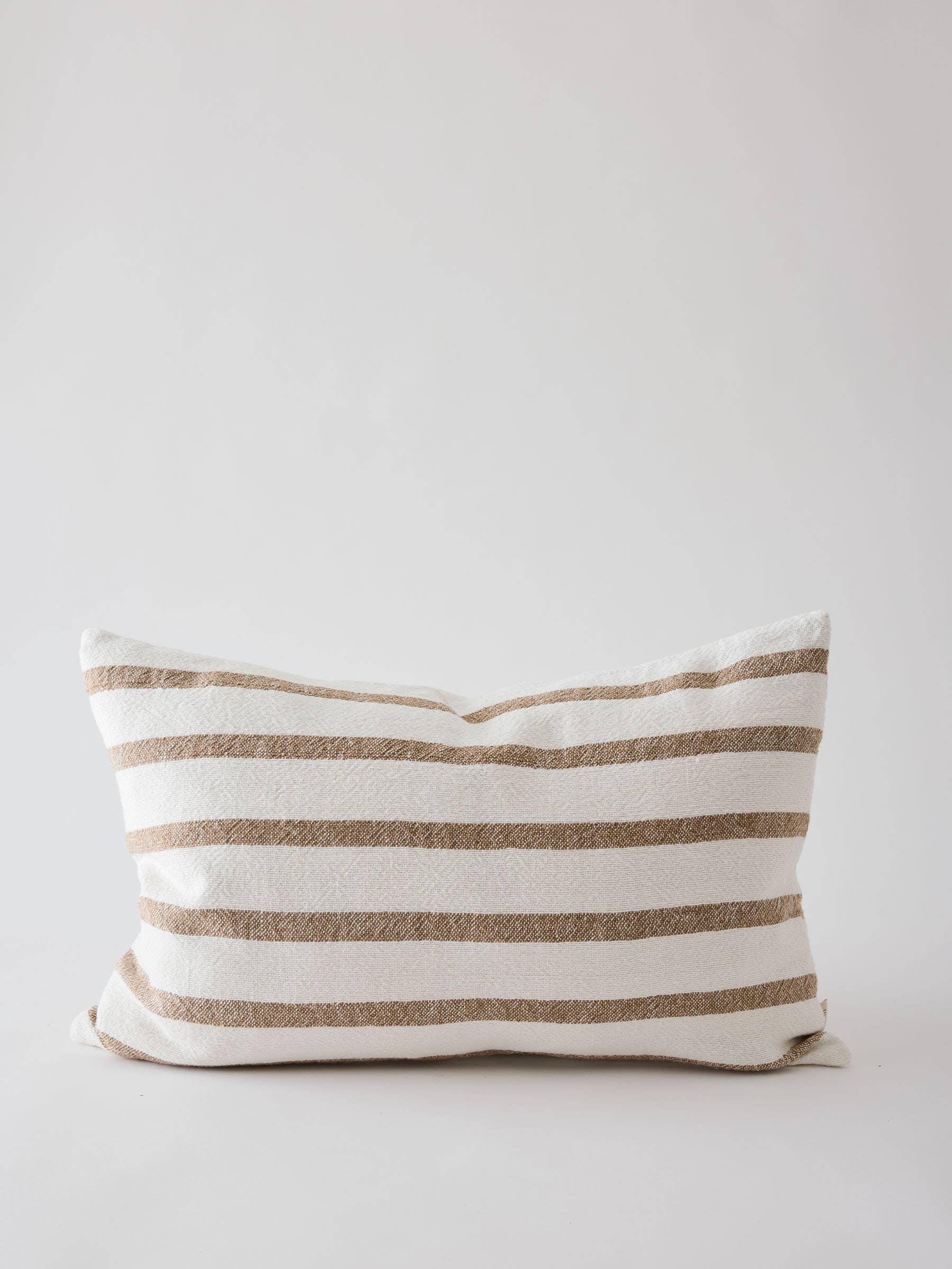 Alicia Adams Alpaca striped pillow, beige and white alpaca wool, luxury home decor