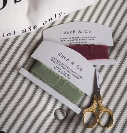 Hand frayed linen ribbon: Cinnamon