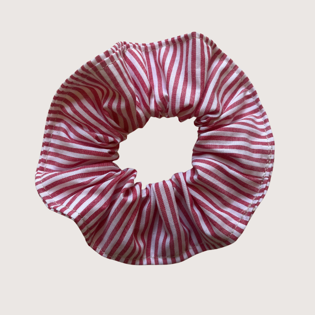 Scrunchie -Stripe (various colours) - Cotton: Red stripe