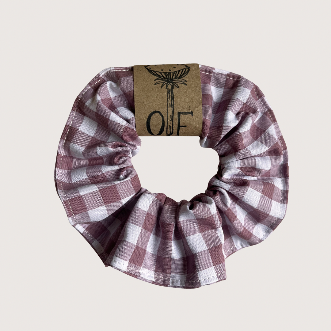 Scrunchie -Gingham - Cotton various colours: Dusky pink