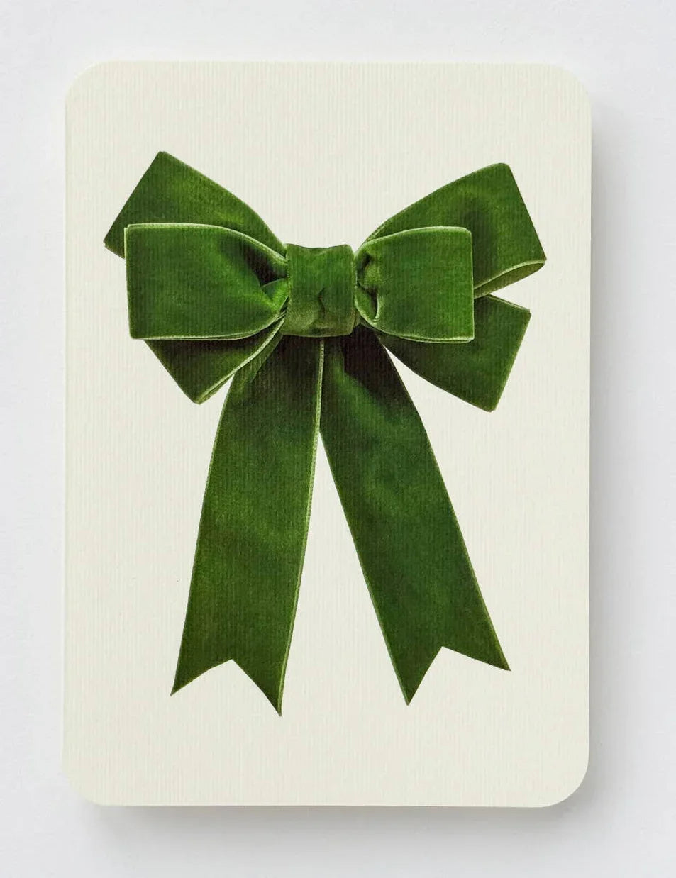 Dear Annabelle greeting card with green velvet ribbon design on premium white paper