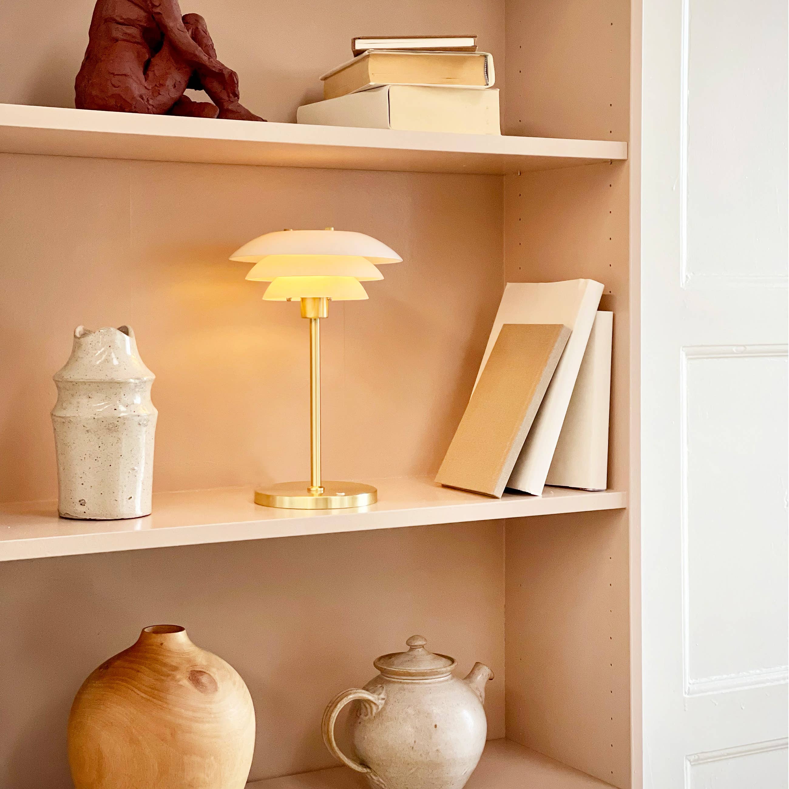 Opal/ Brass Table rechargeable Table Lamp - by Dyberg Larsen