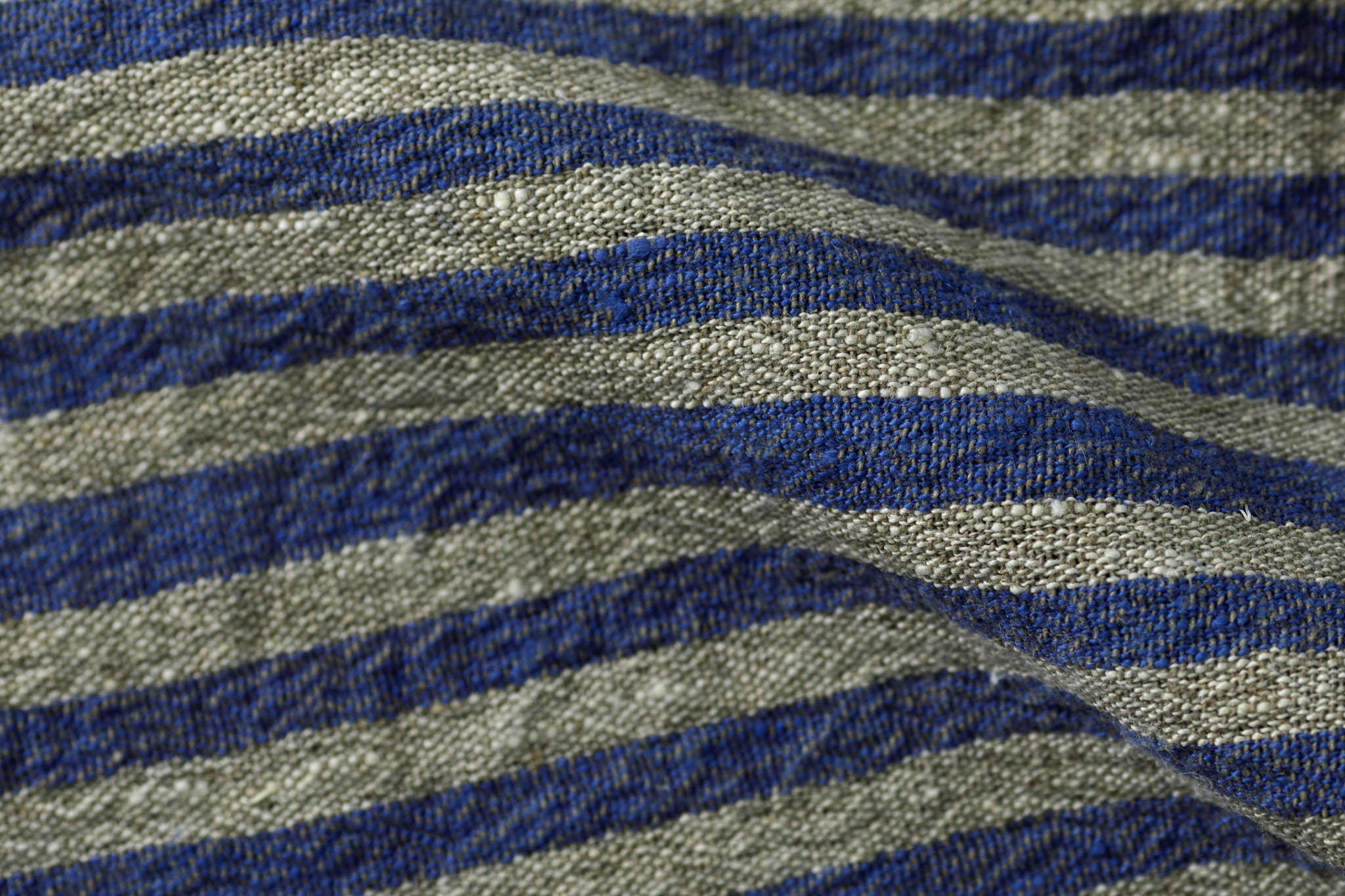 Linen Tea Towel / Cobalt stripes by Dodesign
