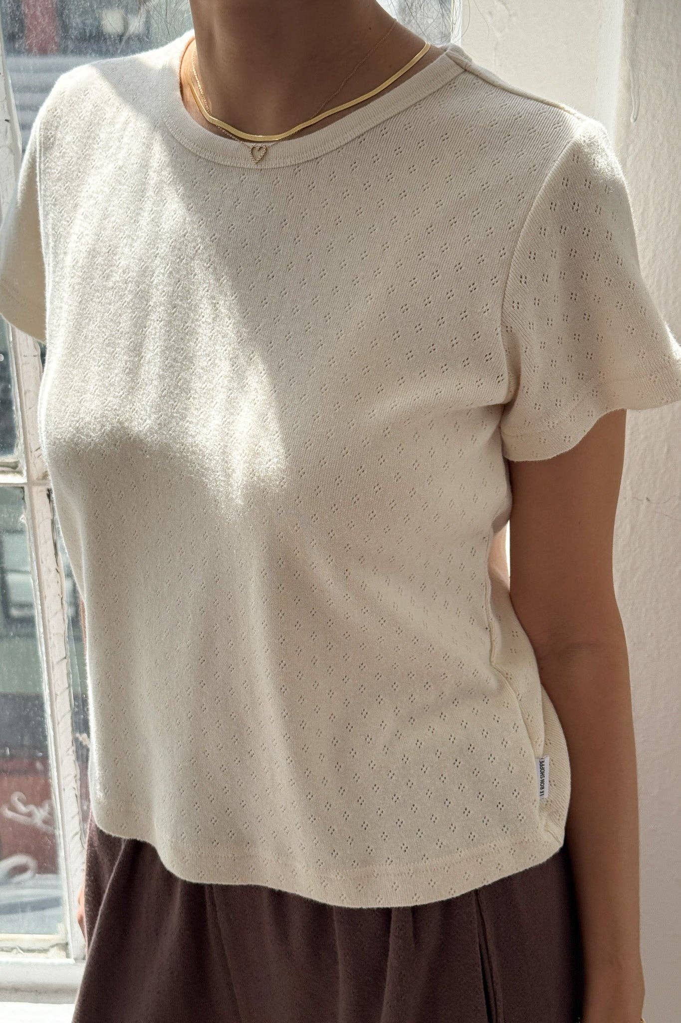 Pointelle Babe Tee Naturel - Le Bon Shoppe