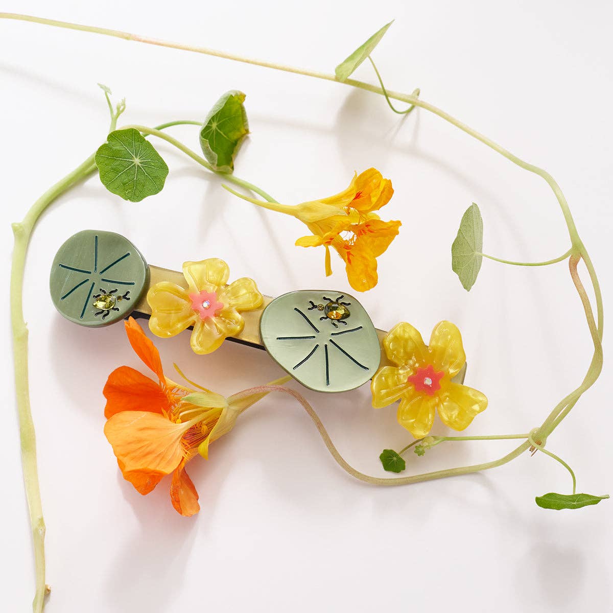 Jewelled Nasturtium French Barrette — Winona Irene