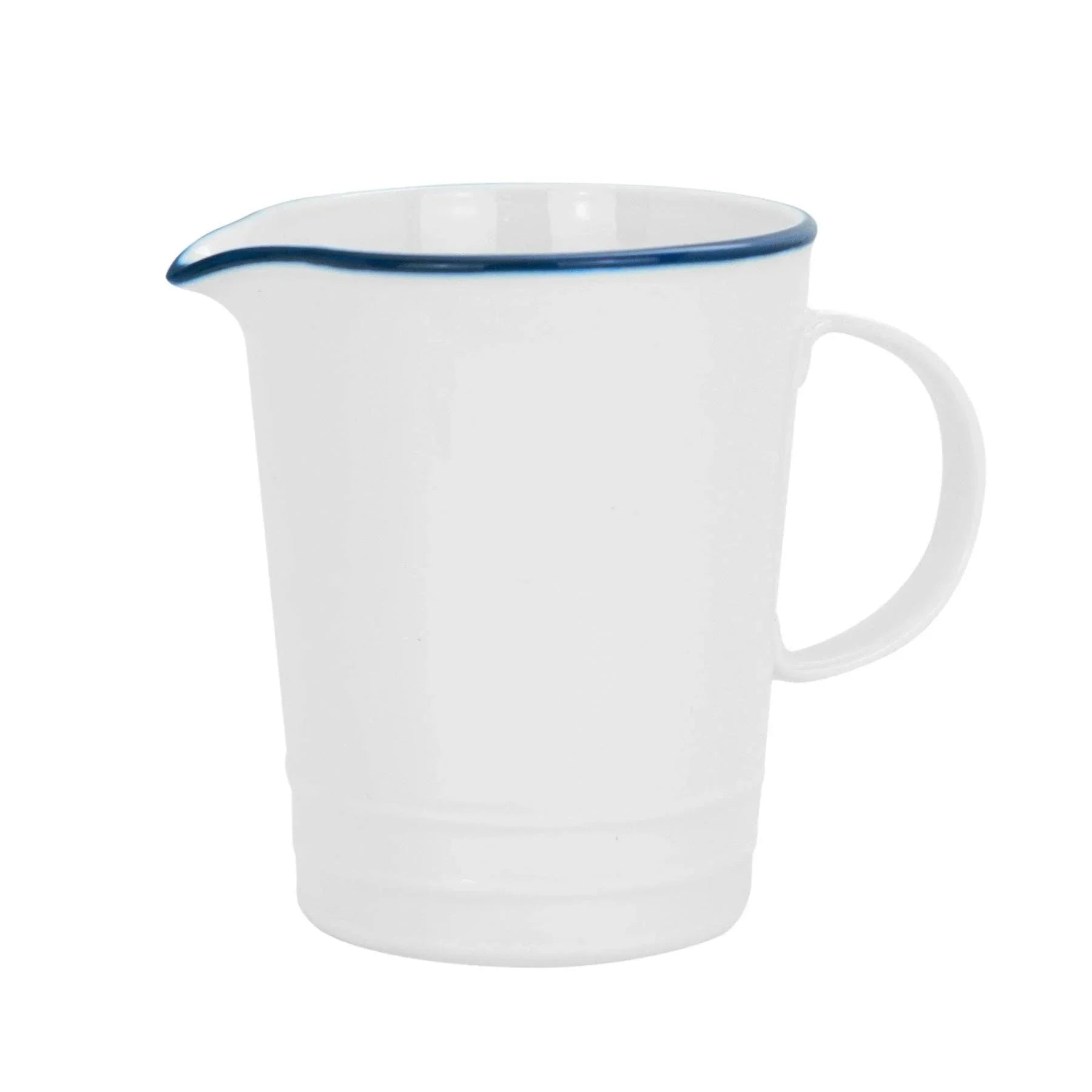 Cornishware ceramic jug, white with blue rim, premium British kitchenware