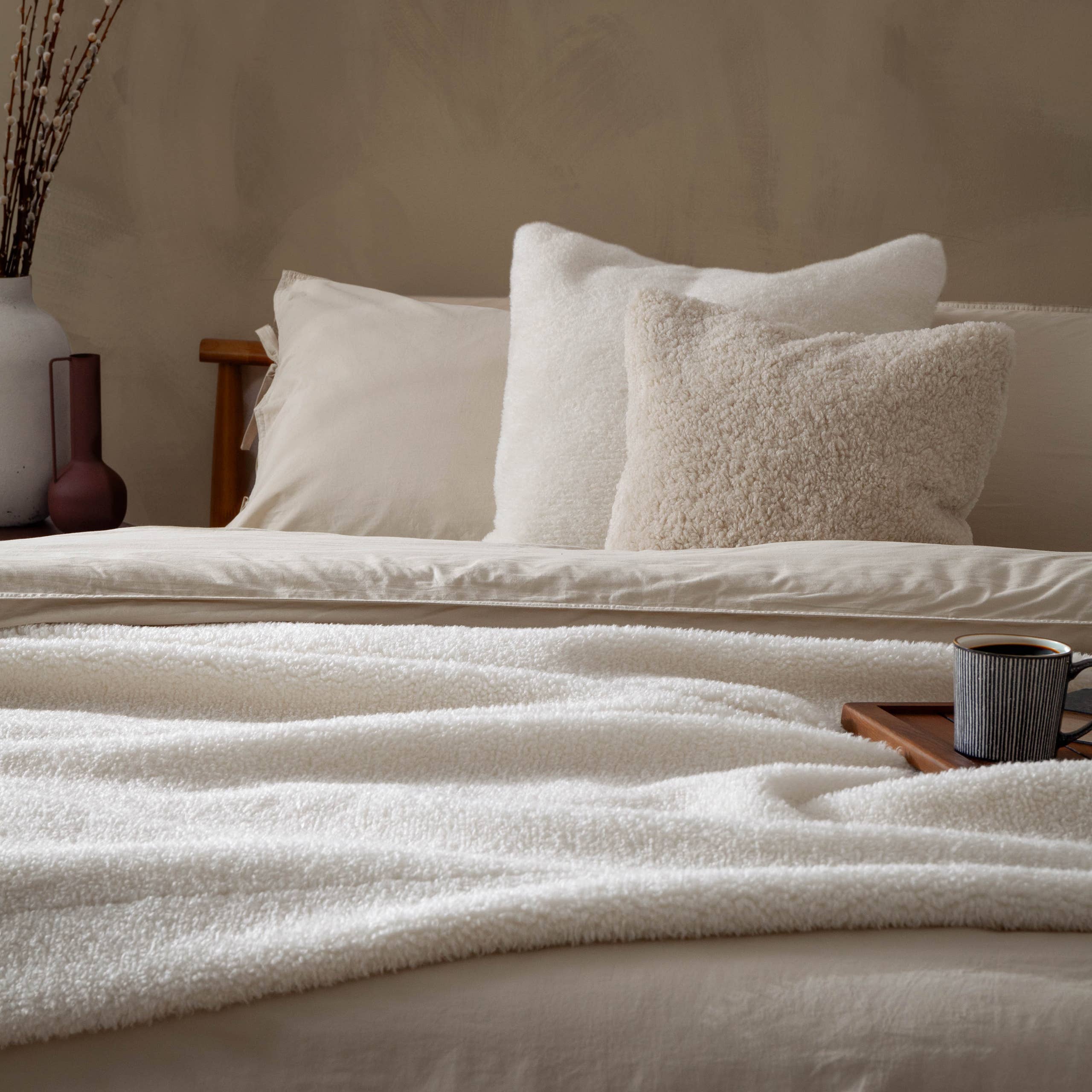 Olann Faux Shearling Cushion Natural 55 x 55cm