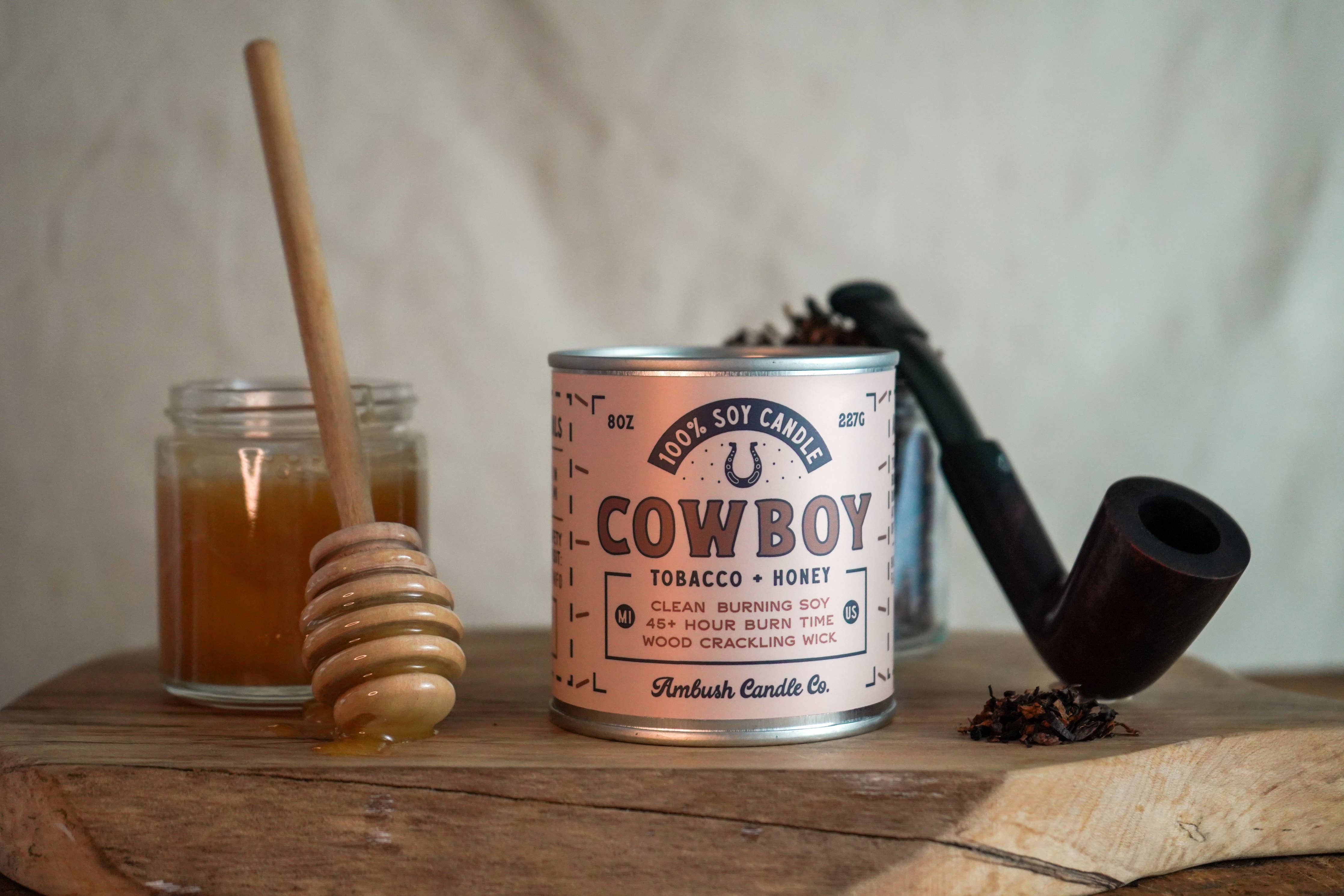 Cowboy | Tobacco + Honey 8oz Soy Candle