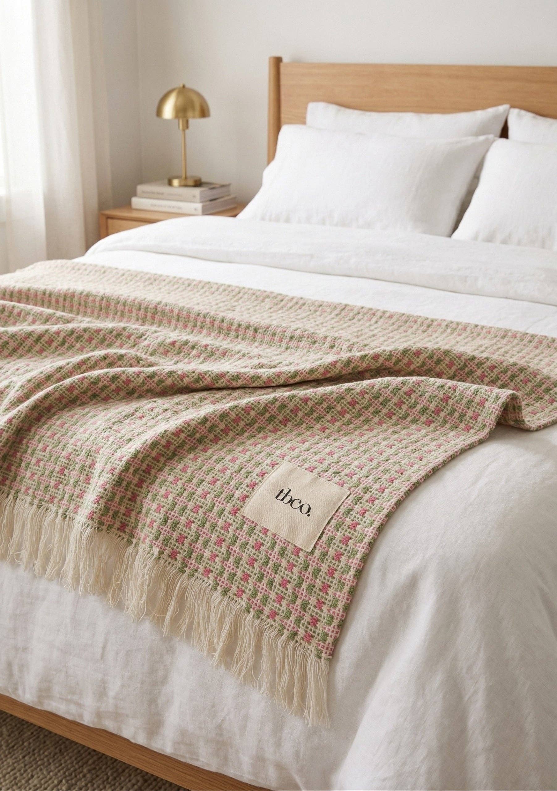 Cotton Throw in Rose Geometric - TBCo