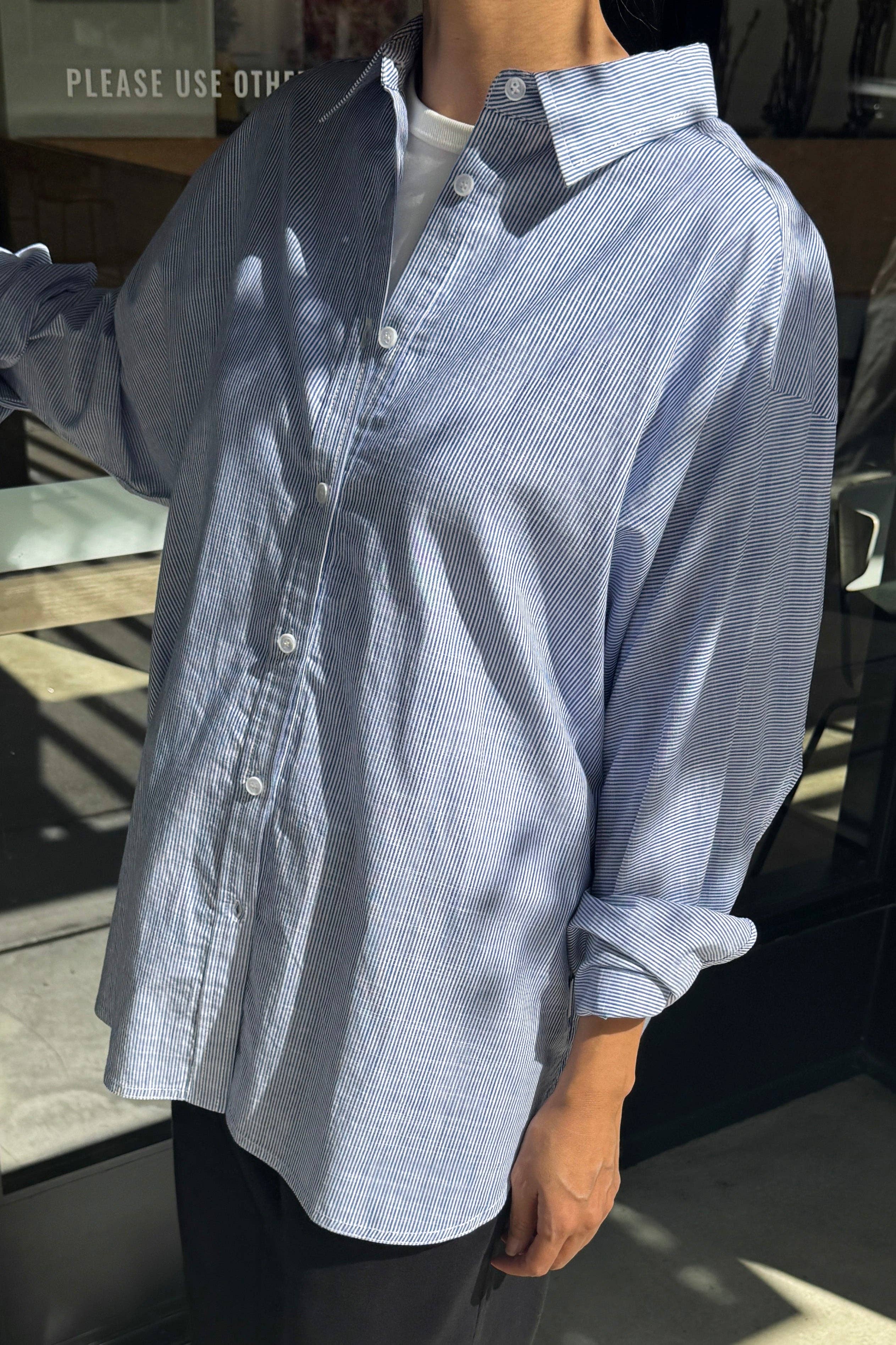 Le Bon Shoppe Light Weight Owen Shirt Blue Pinstripe