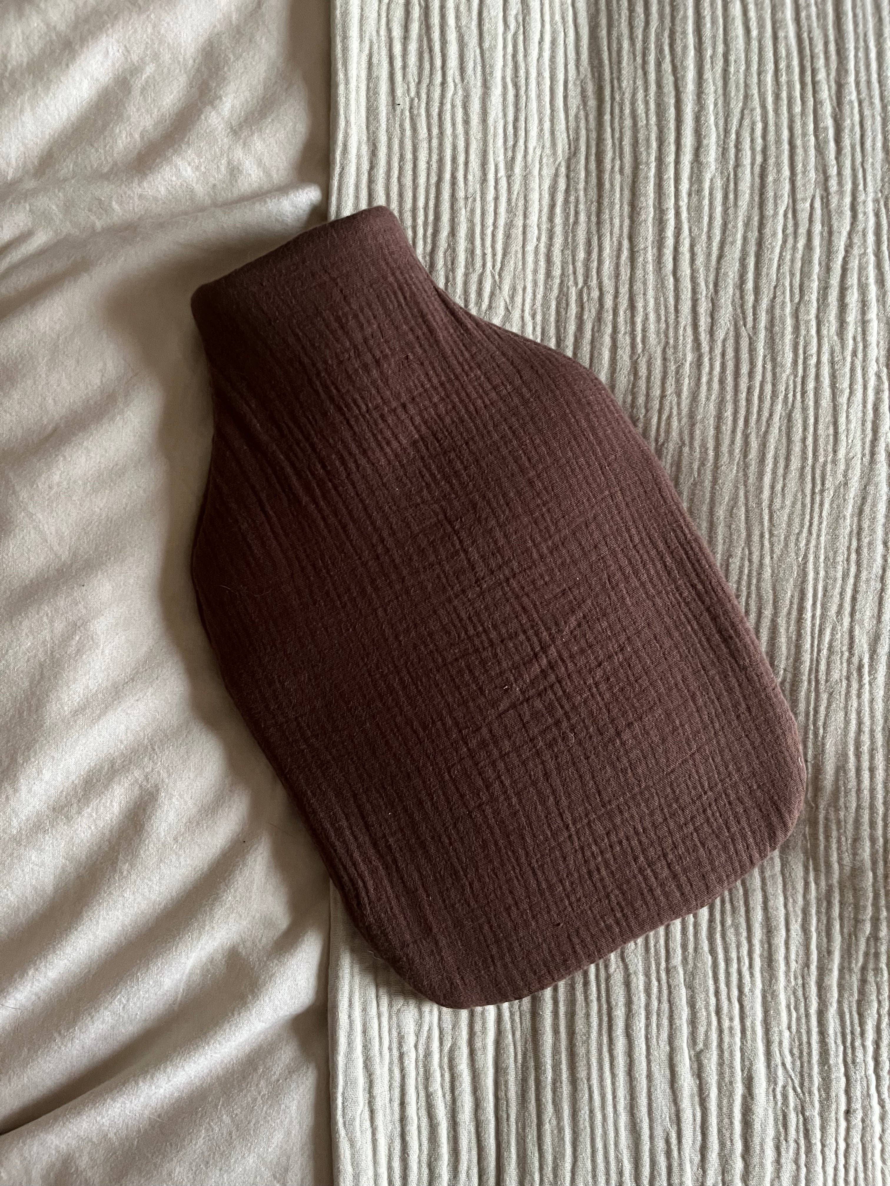 Quilted hot water bottle - Mocha double gauze