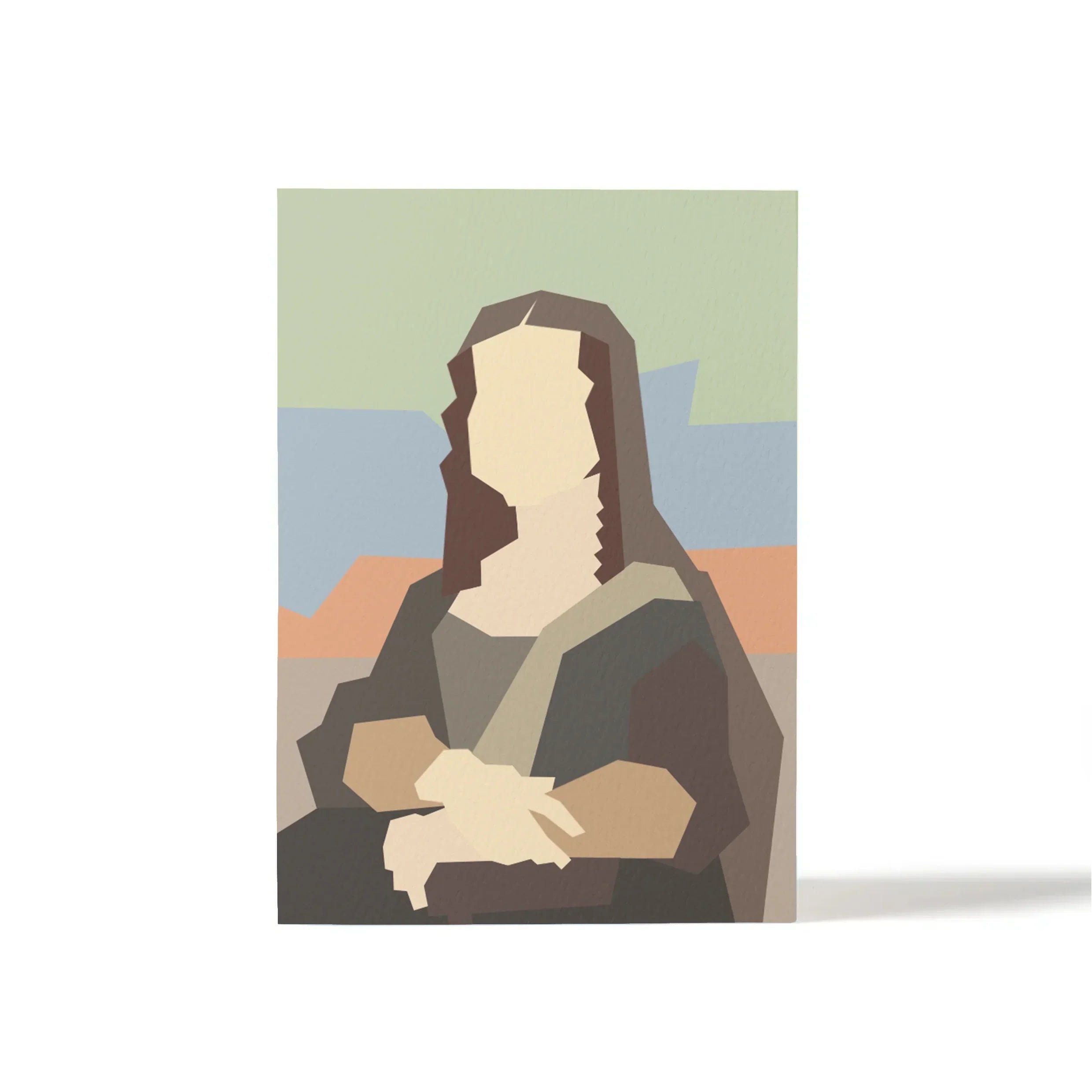 POKETO geometric art print, unframed, multicolour paper, abstract Mona Lisa design