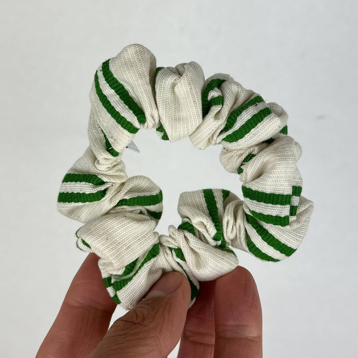 Japanese Cotton Scrunchies - Cut, Sewn, and Finished in NY: GREEN STRIPE