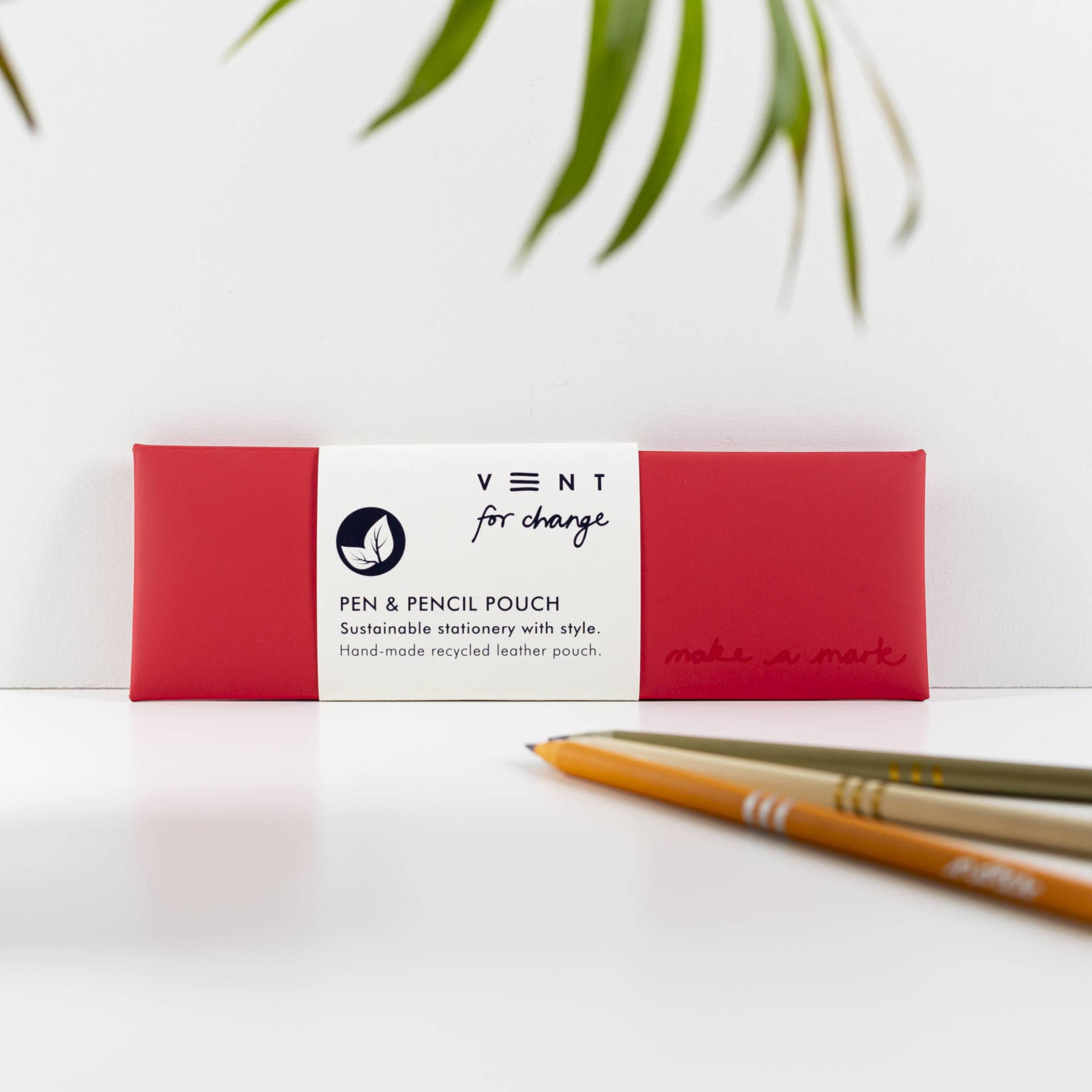 Pen / Pencil Pouch Recycled Leather - Red