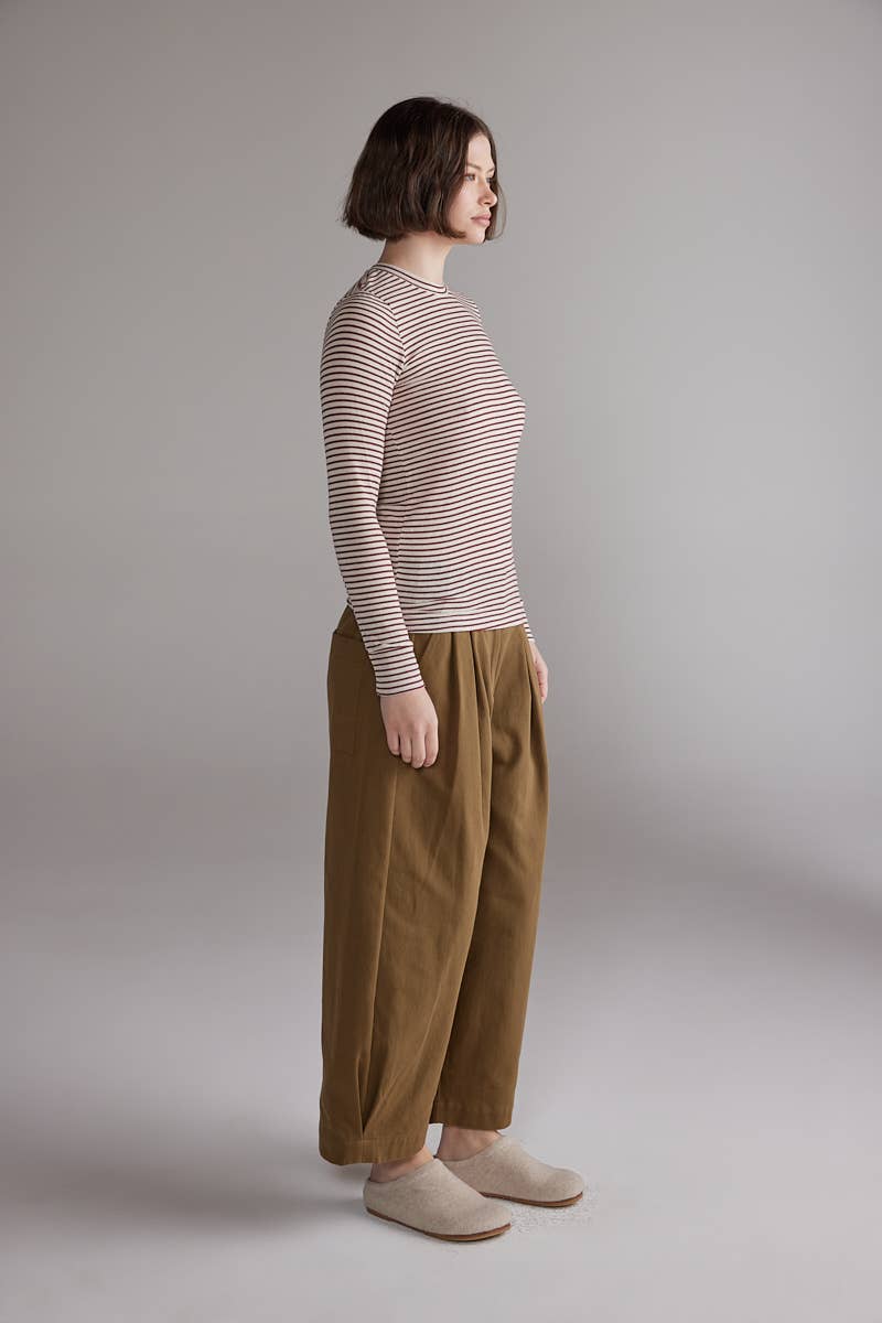 Pleated Volume Pants: Curry / Solid / M/L