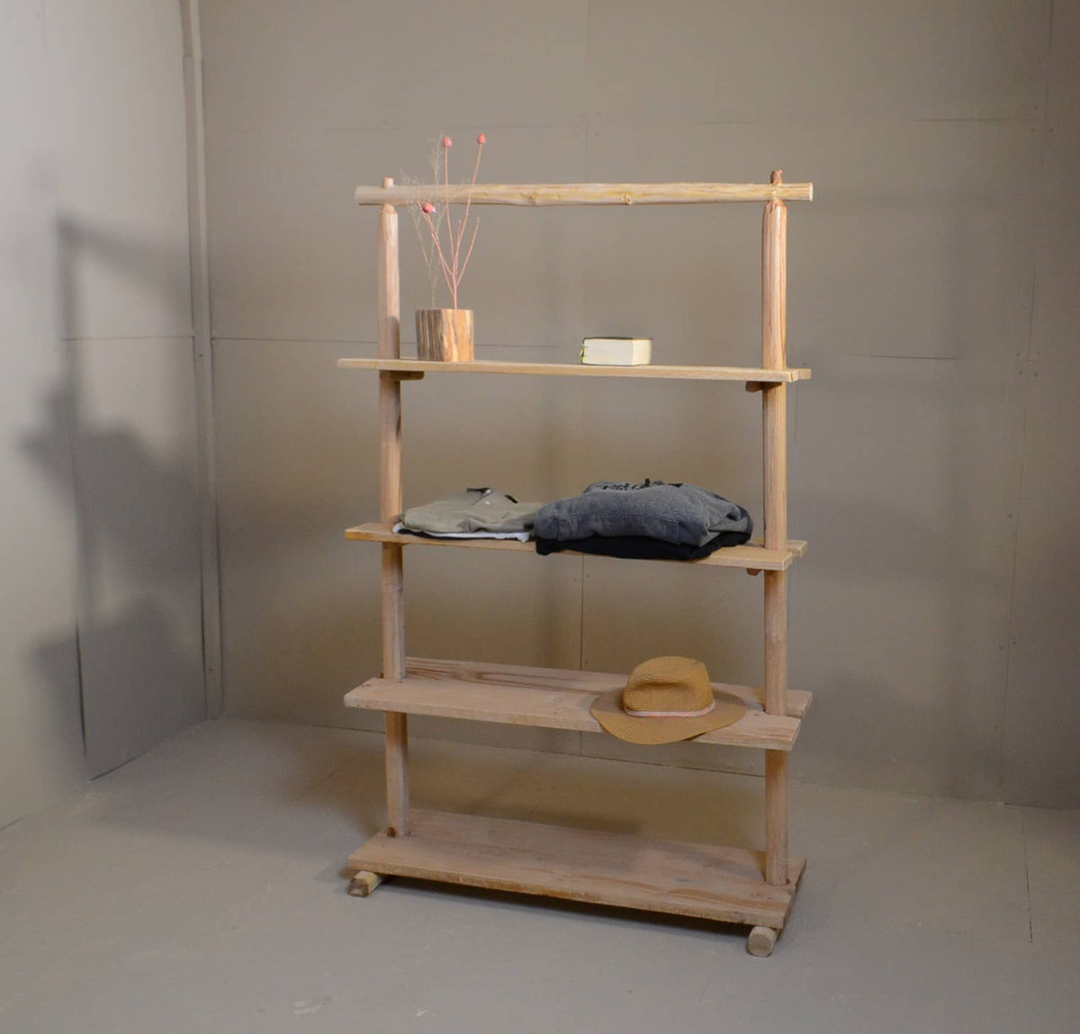 Rustic Wooden Shelf | Freestanding Display Shelf : 170 cm / 3