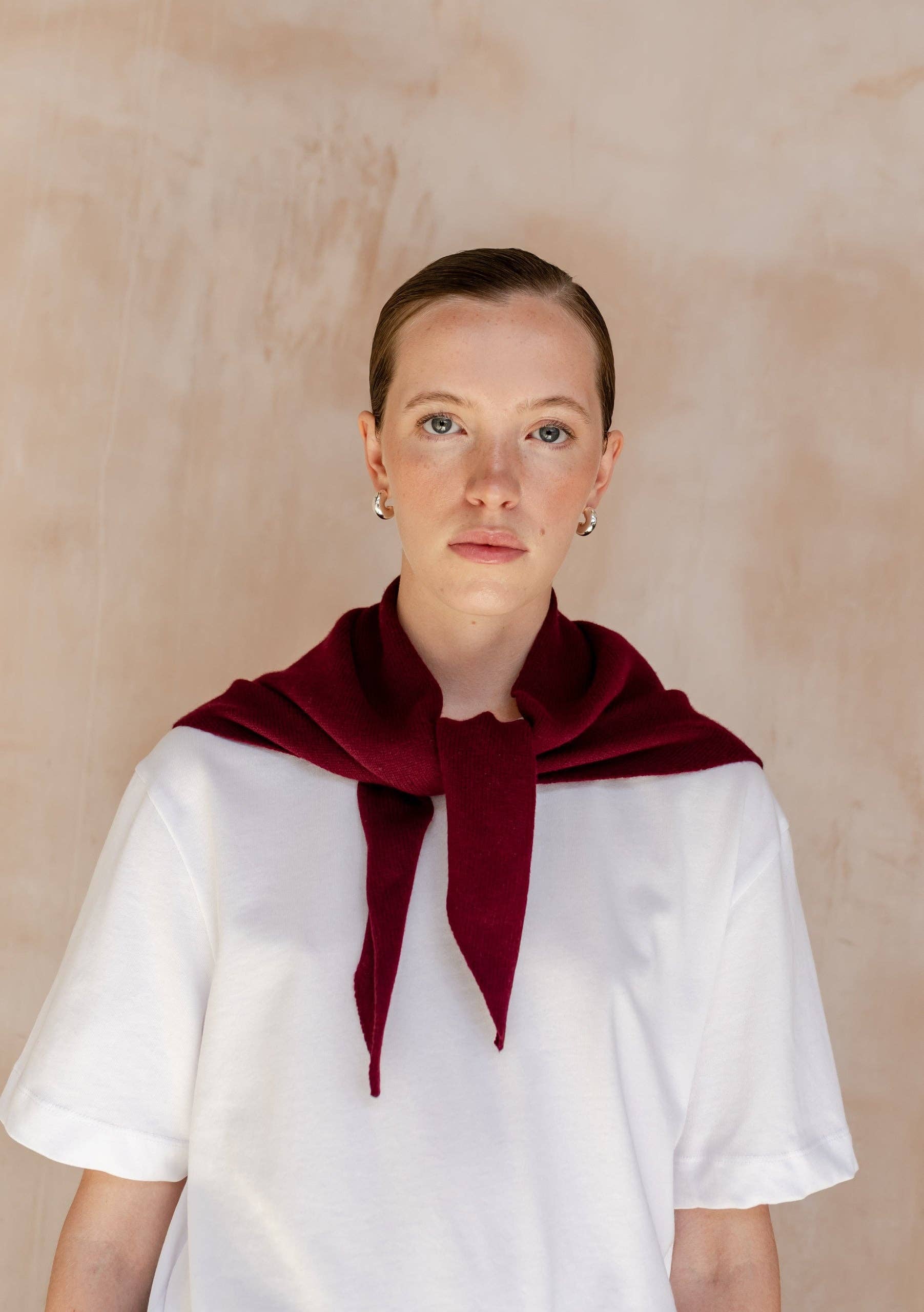 Merino Wool Triangle Scarf in Burgundy - TBCo