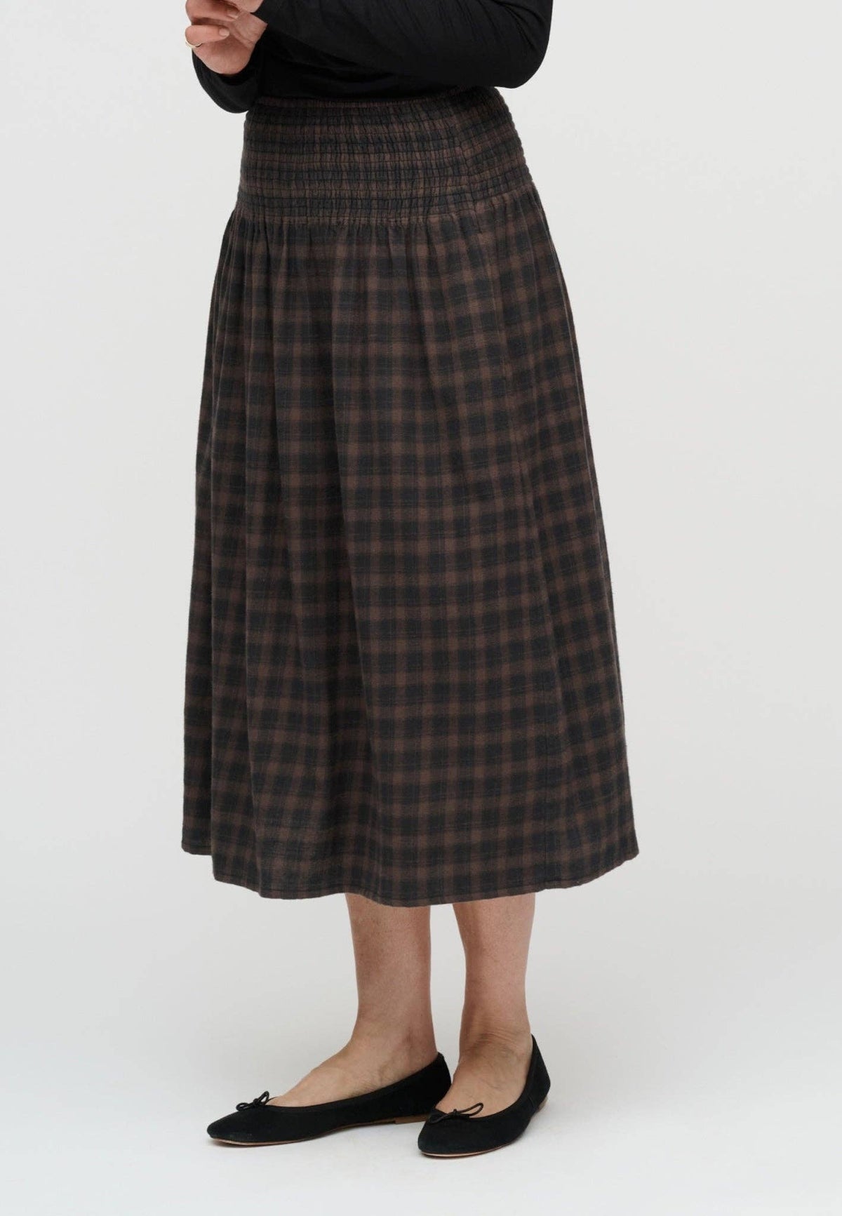 Maggie skirt check: Stone brown / moonless night / S/M