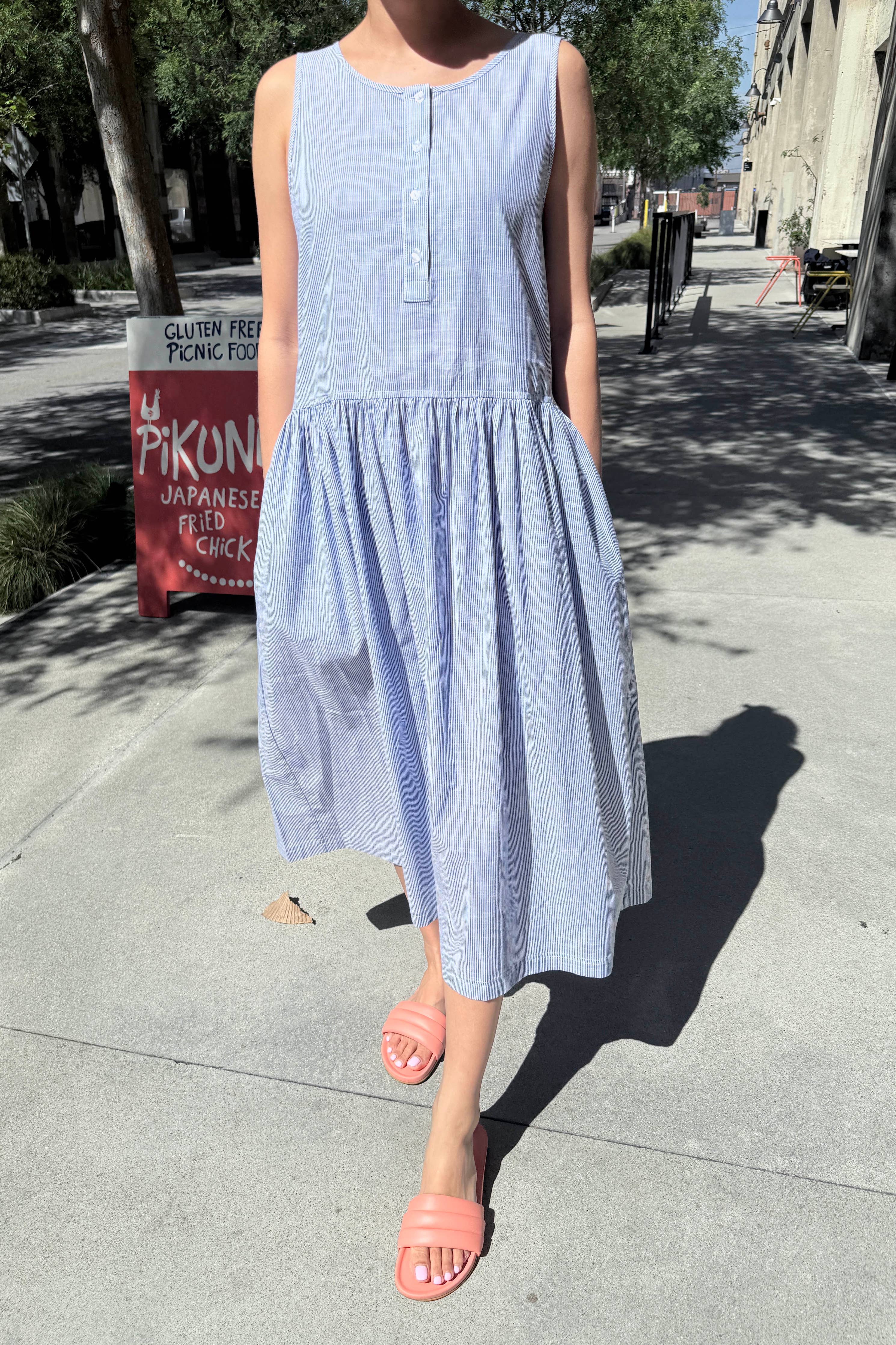 Marianne Dress in Blue Stripe — Le Bon Shoppe