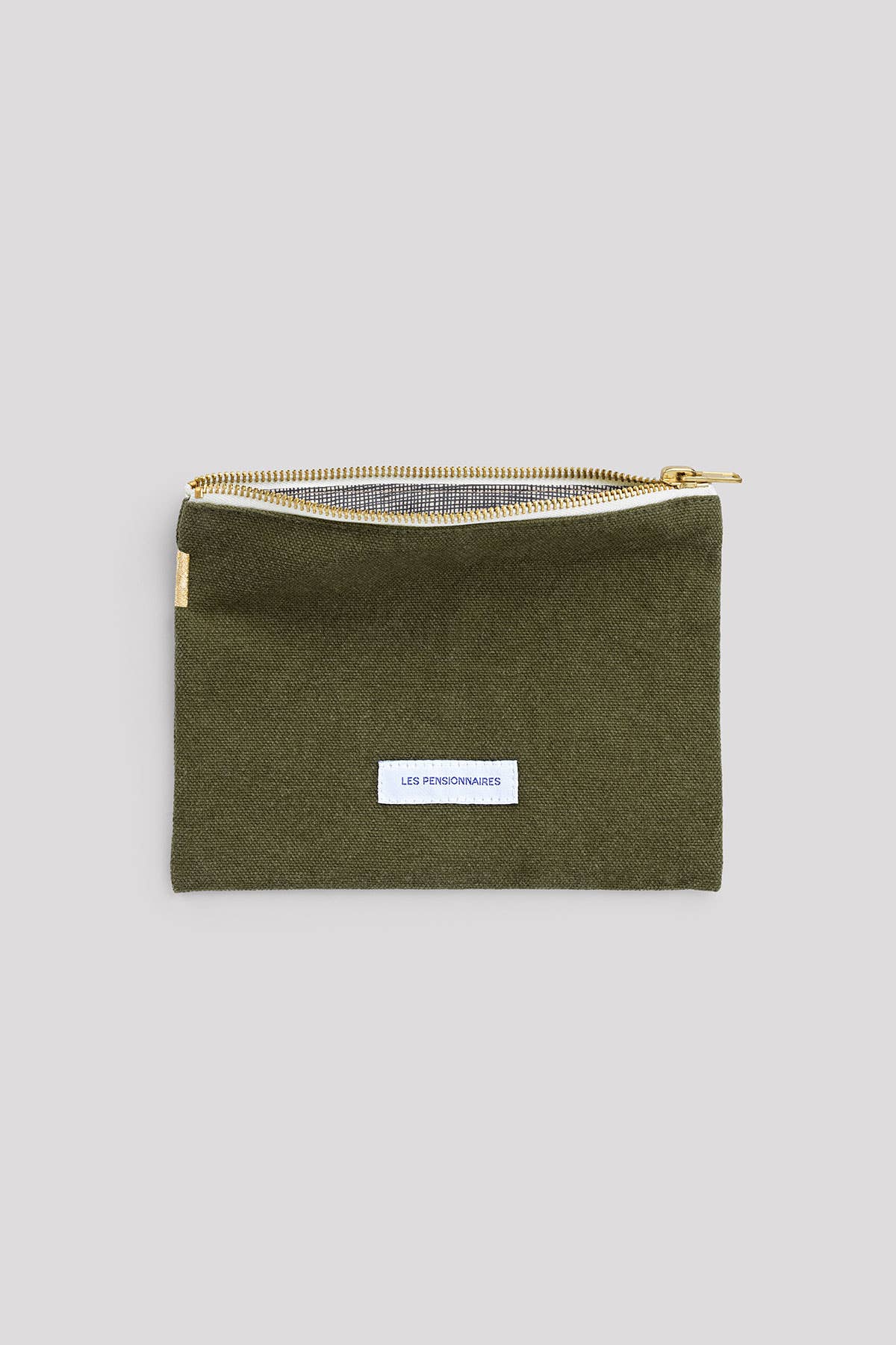 Small Pouch in Organic Cotton Canvas Capers Green