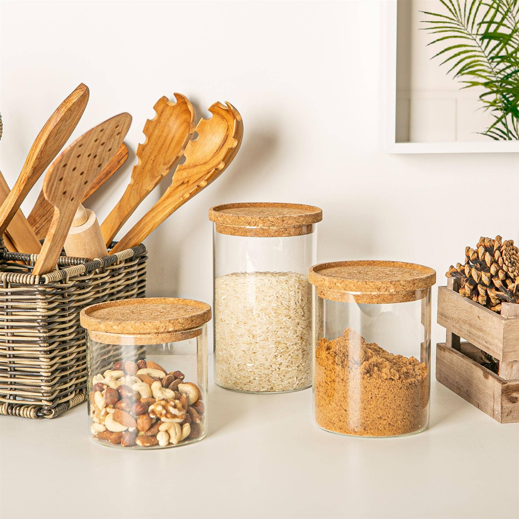 Glass Storage Jar with Cork Lid - 1 Litre