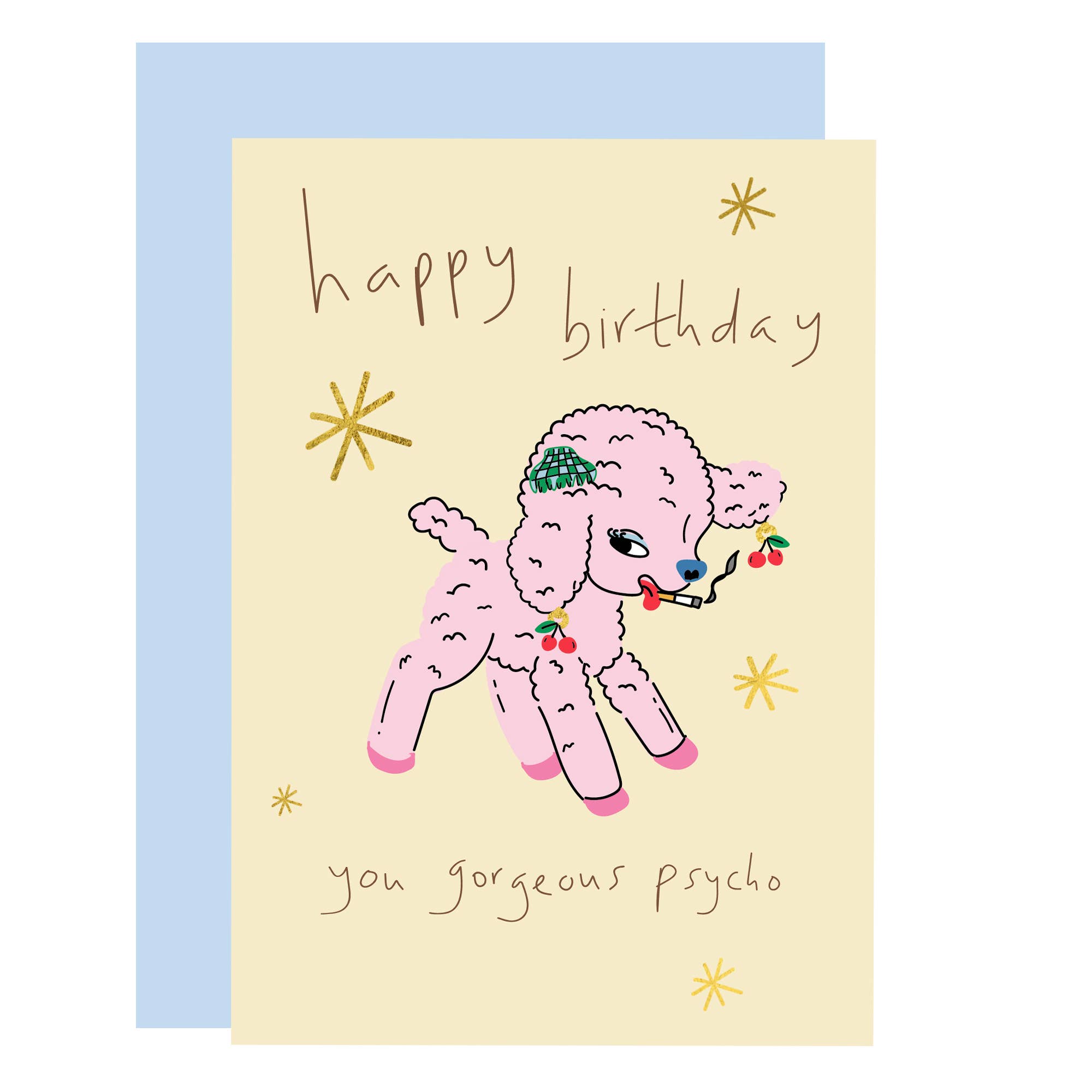 Birthday Little lamb psycho, fun greeting cards, friendship